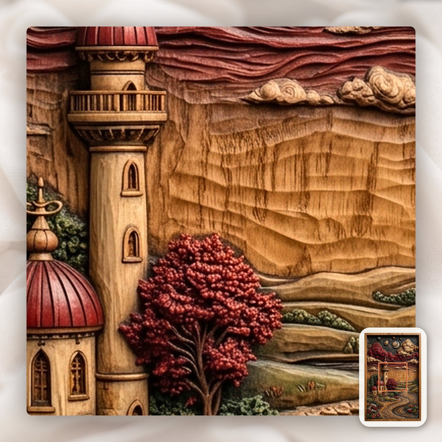 Whimsical Lighthouse Night River Scene CNC Relief STL bas-relief STL — view 10