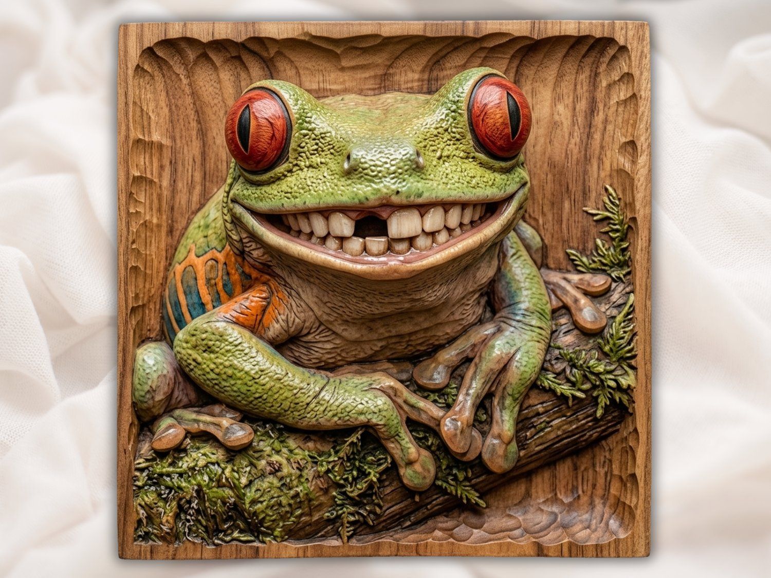 Whimsical Toothy Tree Frog CNC Relief STL bas-relief STL — view 2