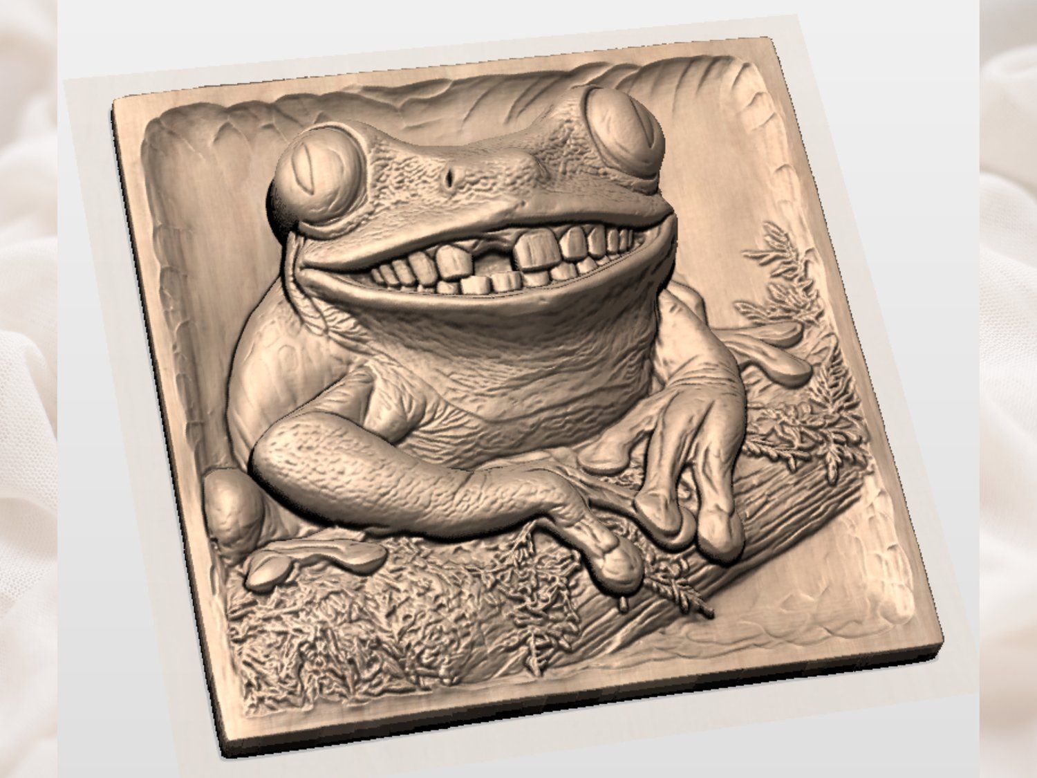 Whimsical Toothy Tree Frog CNC Relief STL bas-relief STL — view 3