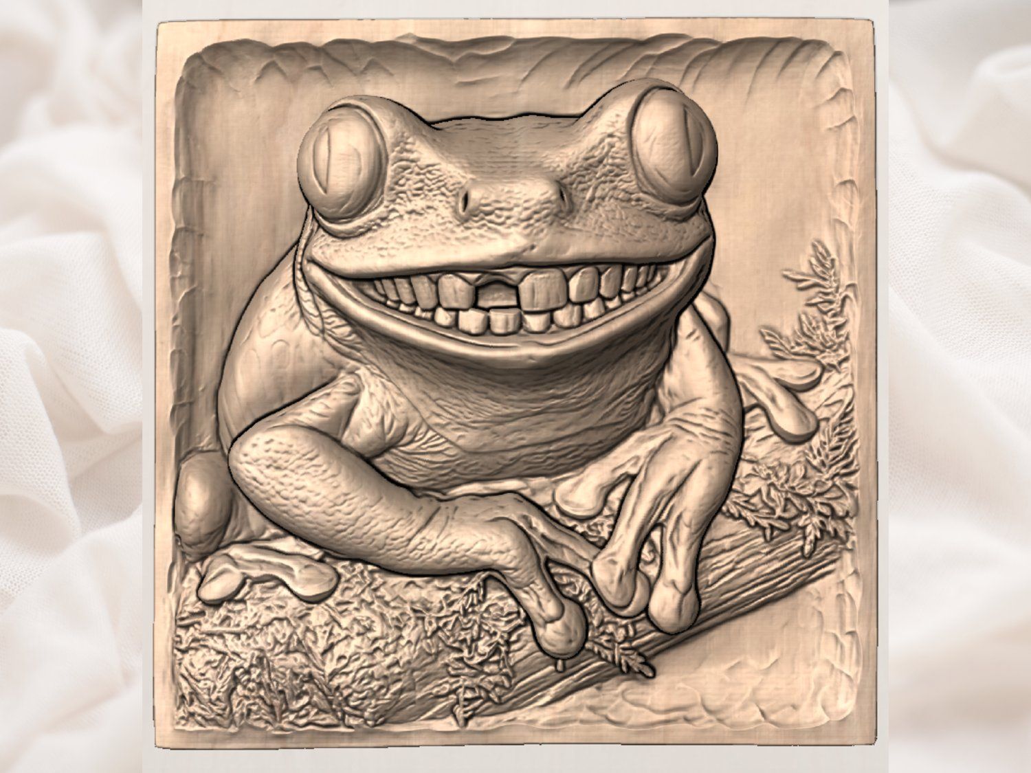 Whimsical Toothy Tree Frog CNC Relief STL bas-relief STL — view 5