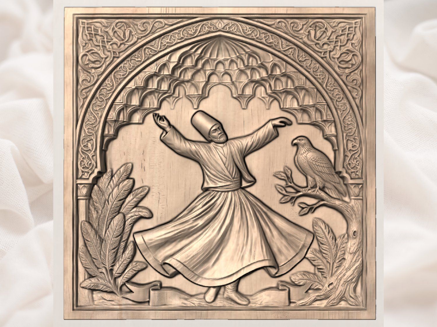 Whirling Dervish Sufi Art CNC Relief STL bas-relief STL — view 3