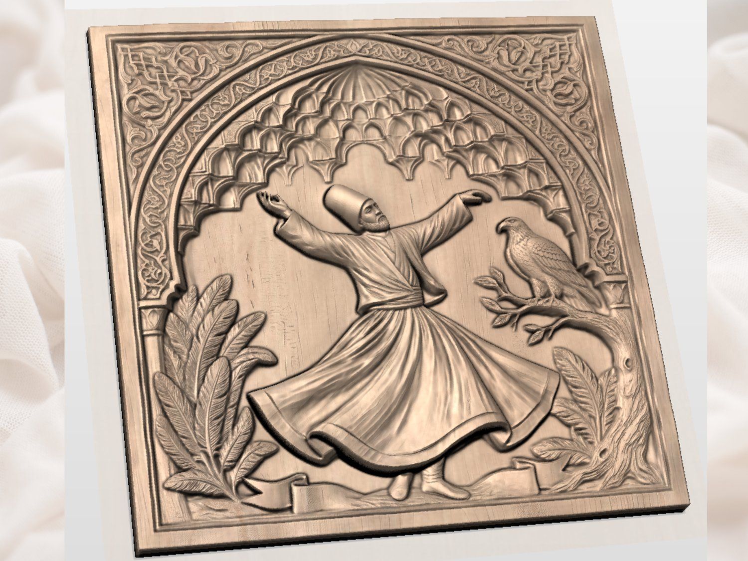 Whirling Dervish Sufi Art CNC Relief STL bas-relief STL — view 4