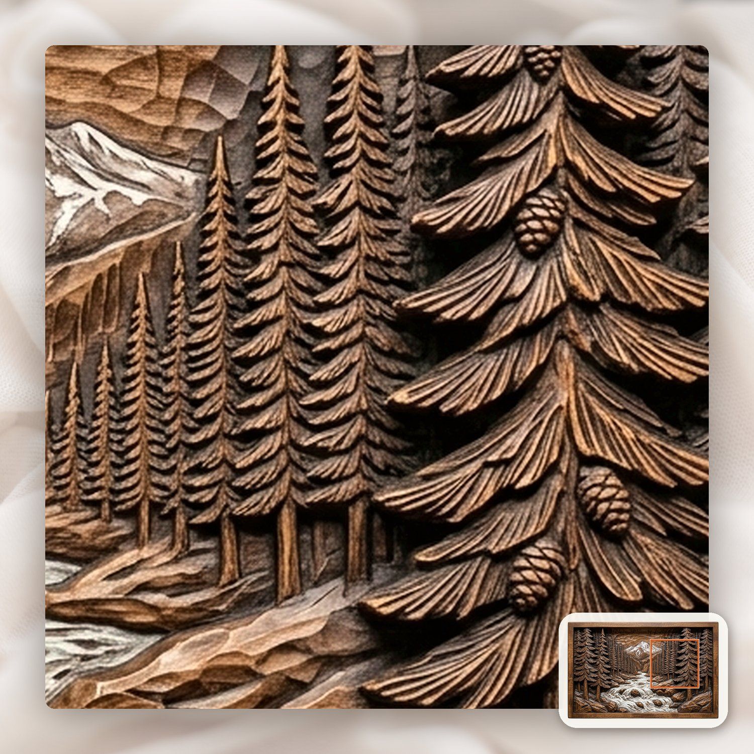 White Water Mountain River CNC Relief STL bas-relief STL — view 11