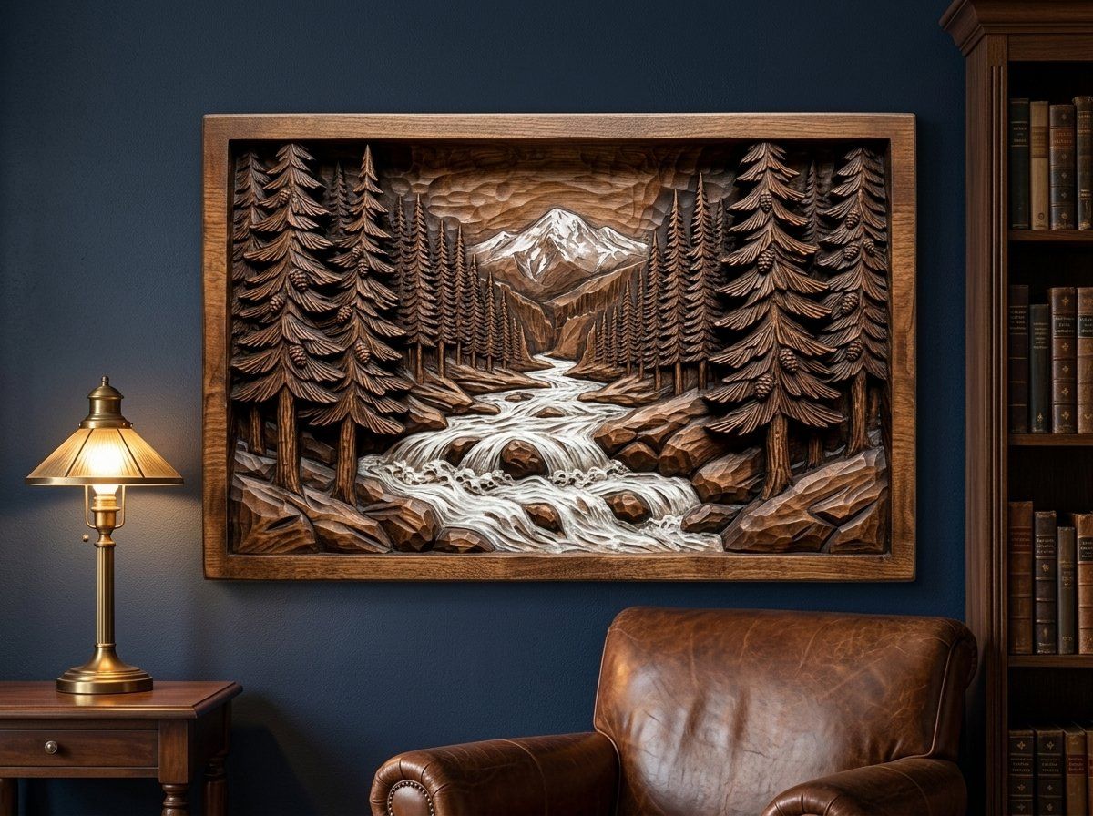 White Water Mountain River CNC Relief STL bas-relief STL — view 14