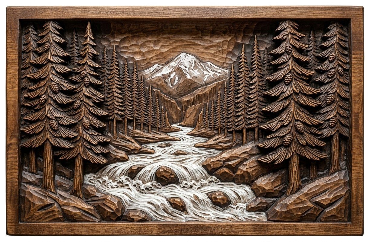 White Water Mountain River CNC Relief STL bas-relief STL — view 13