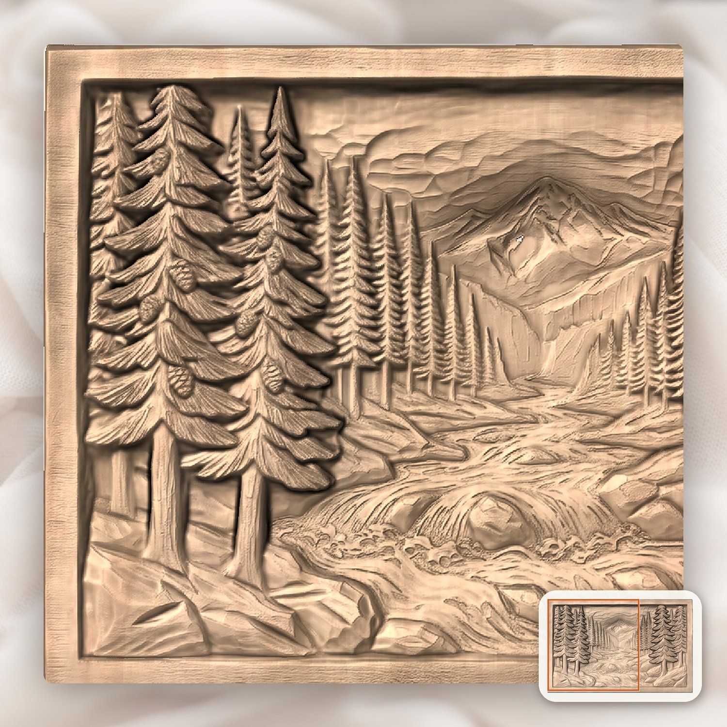 White Water Mountain River CNC Relief STL bas-relief STL — view 7