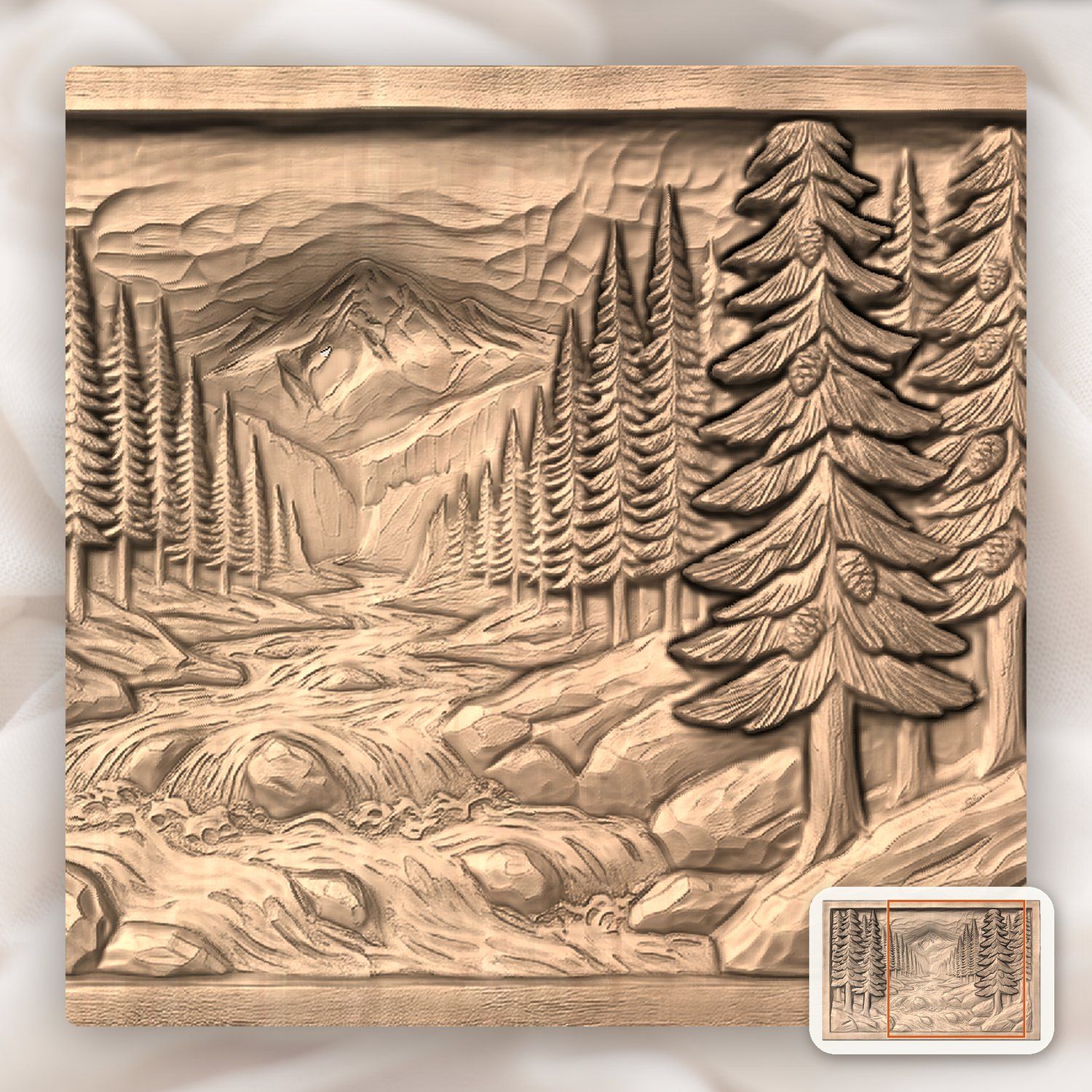 White Water Mountain River CNC Relief STL bas-relief STL — view 8