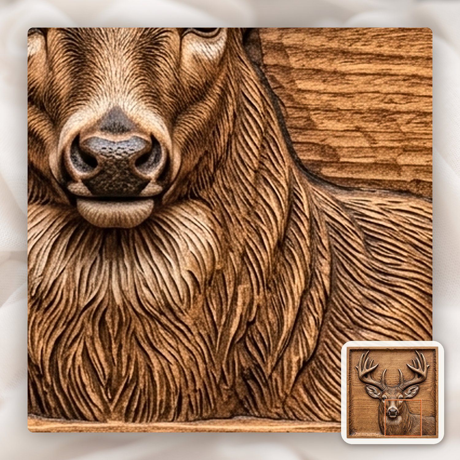 Whitetail Buck Deer CNC Relief STL bas-relief STL — view 11