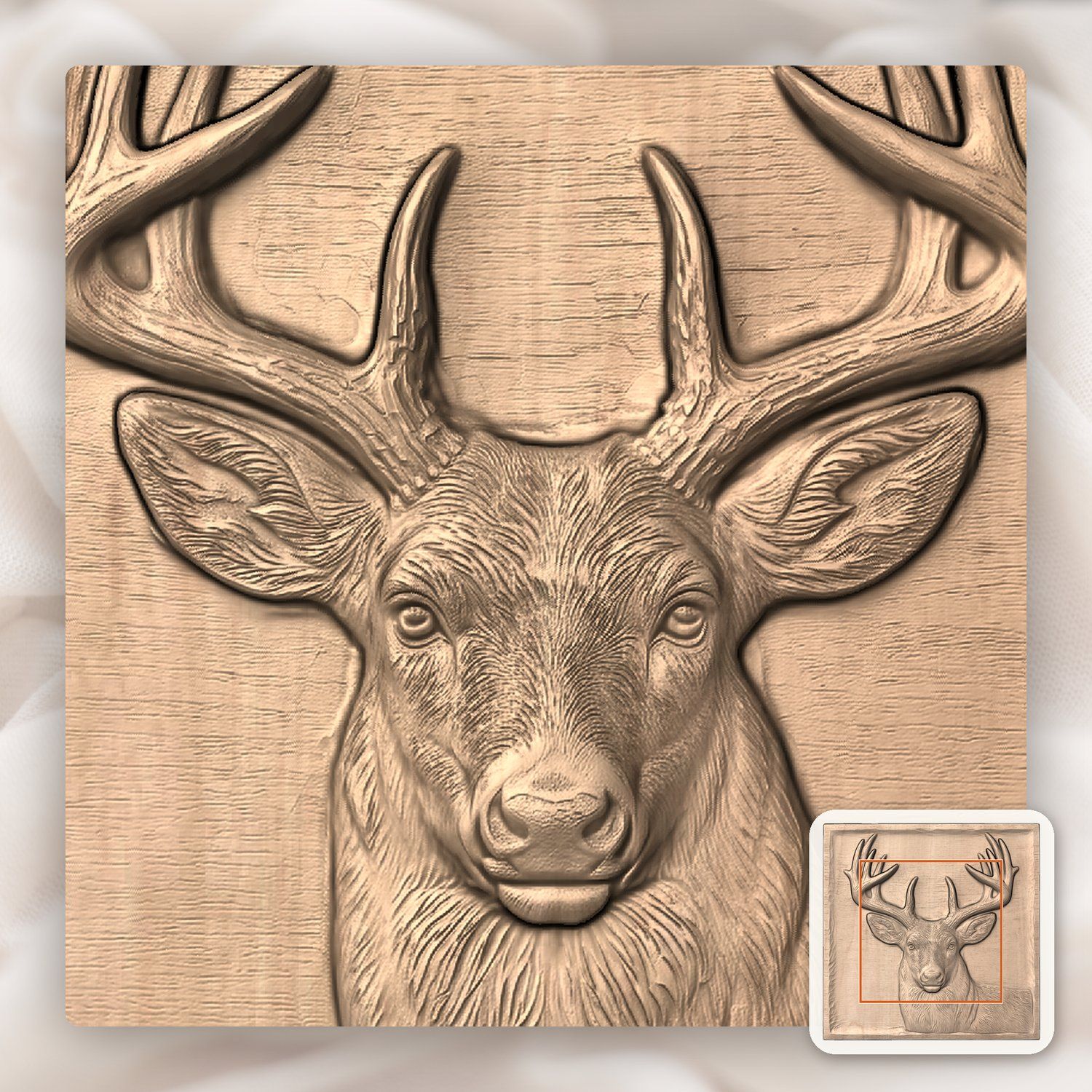 Whitetail Buck Deer CNC Relief STL bas-relief STL — view 6