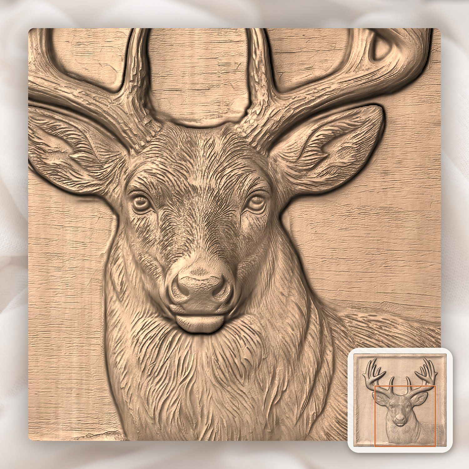 Whitetail Buck Deer CNC Relief STL bas-relief STL — view 8