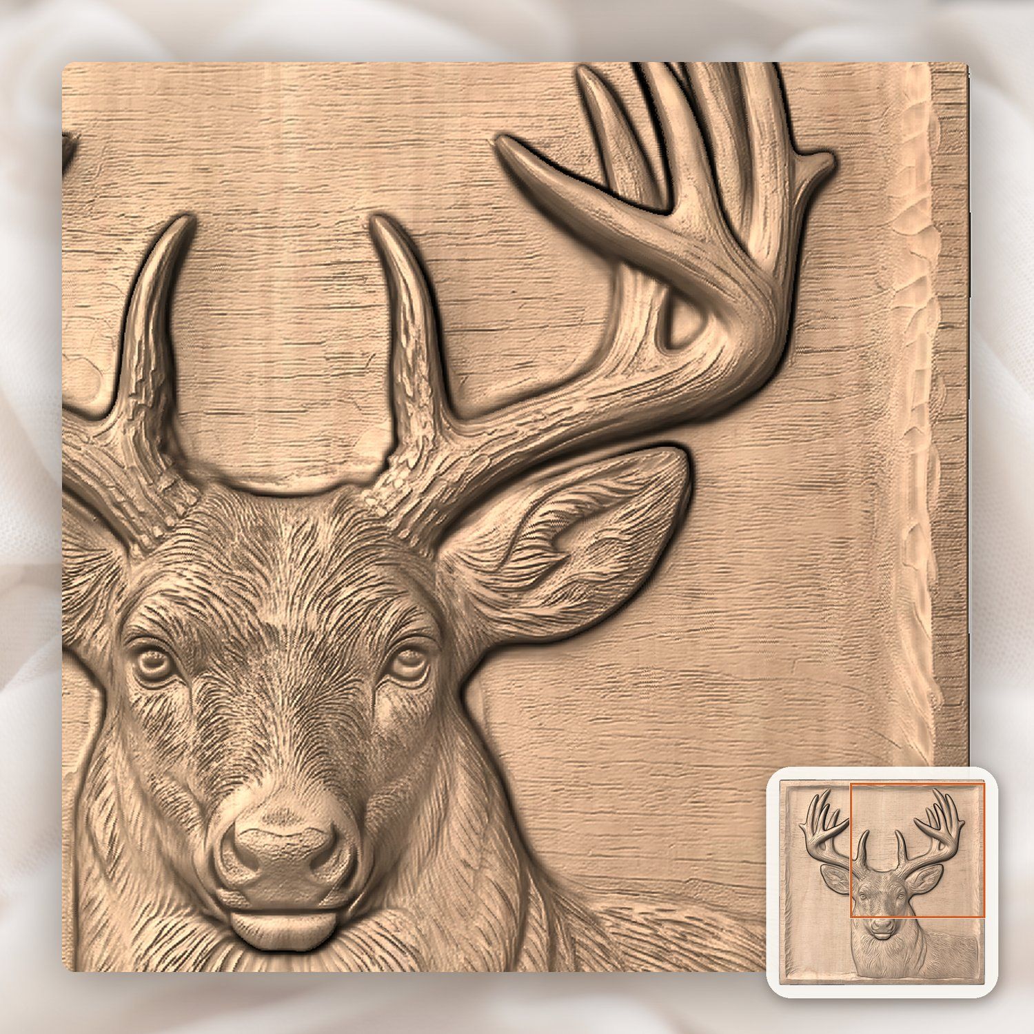 Whitetail Buck Deer CNC Relief STL bas-relief STL — view 9