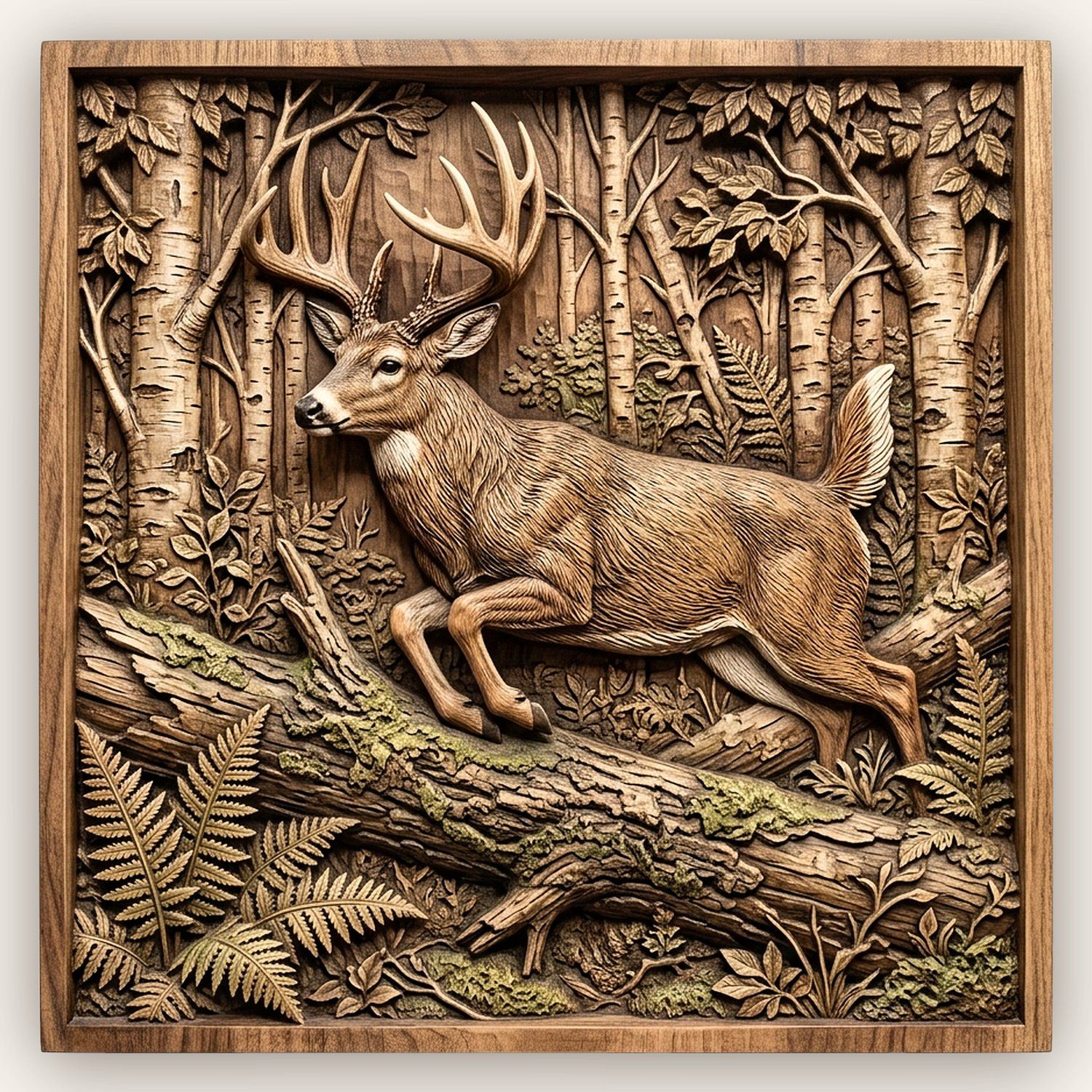 Whitetail Buck Forest Scene CNC Relief STL bas-relief STL design