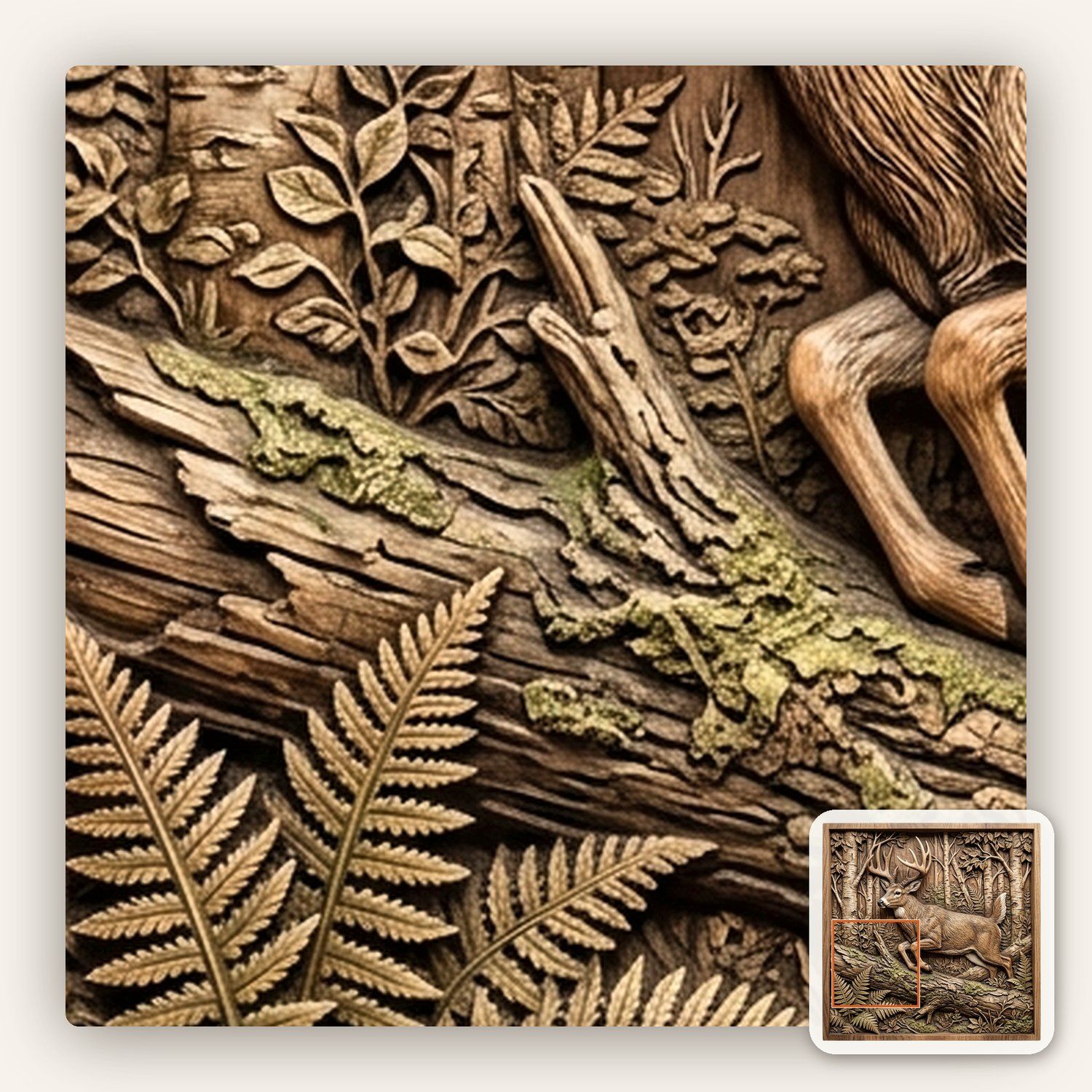 Whitetail Buck Forest Scene CNC Relief STL bas-relief STL — view 12