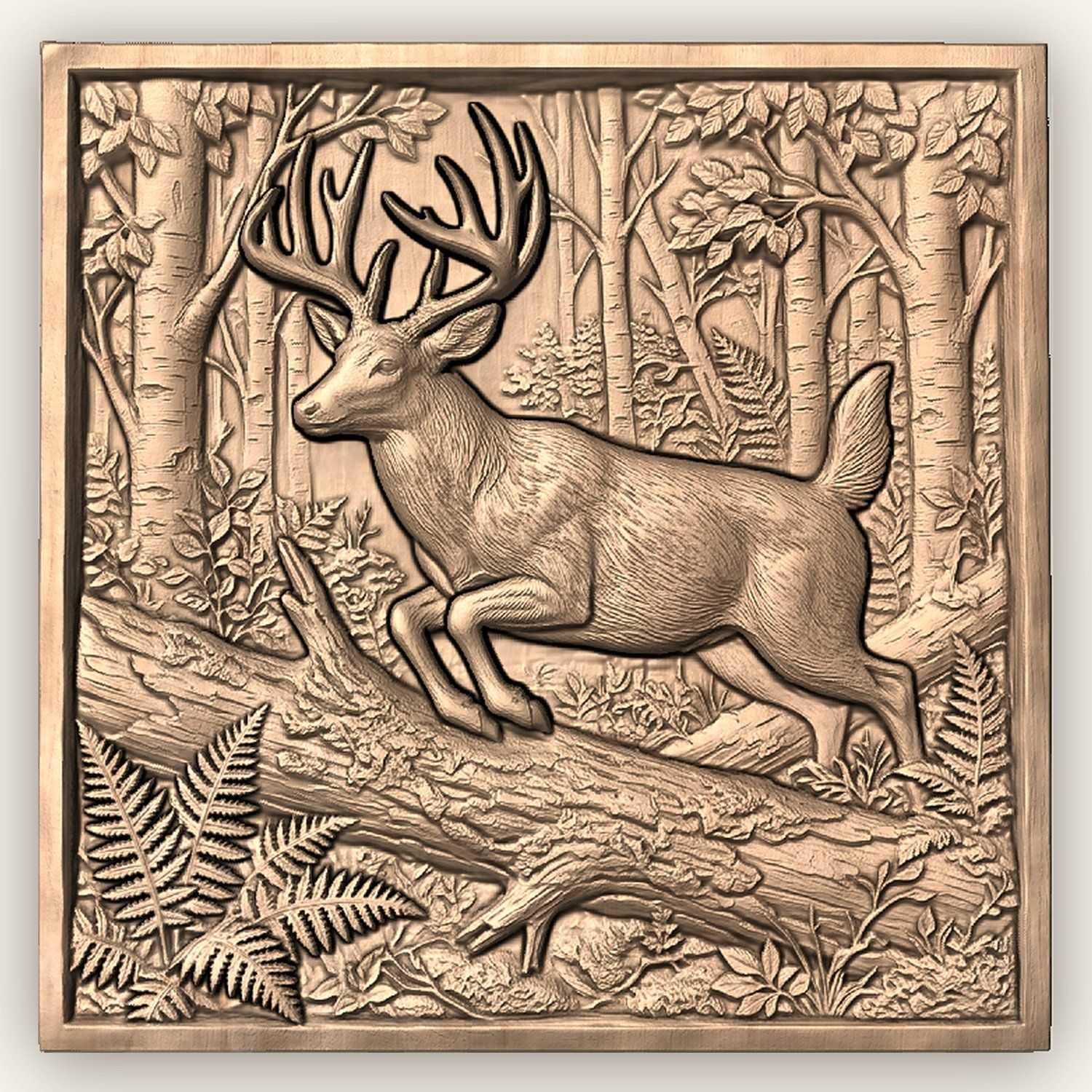 Whitetail Buck Forest Scene CNC Relief STL bas-relief STL — view 4