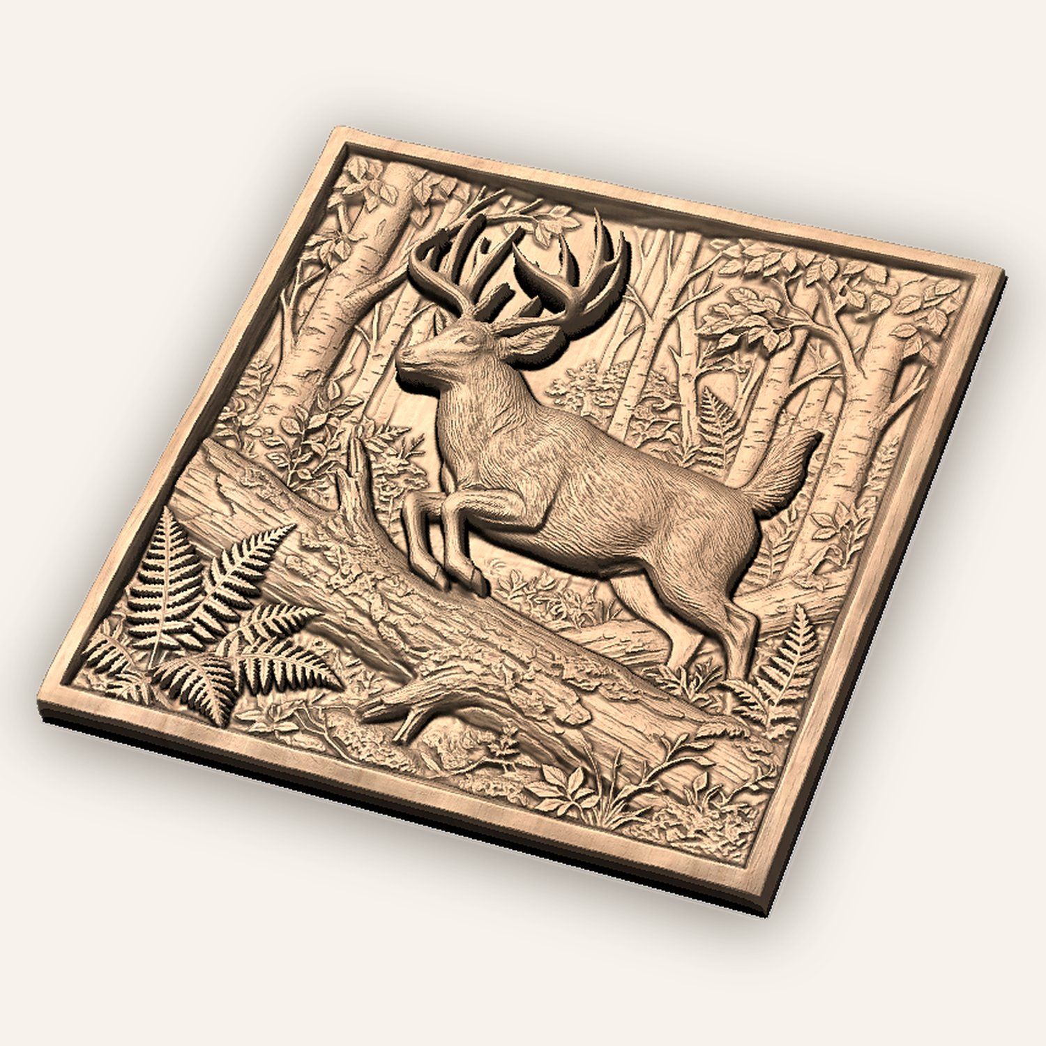 Whitetail Buck Forest Scene CNC Relief STL bas-relief STL — view 5