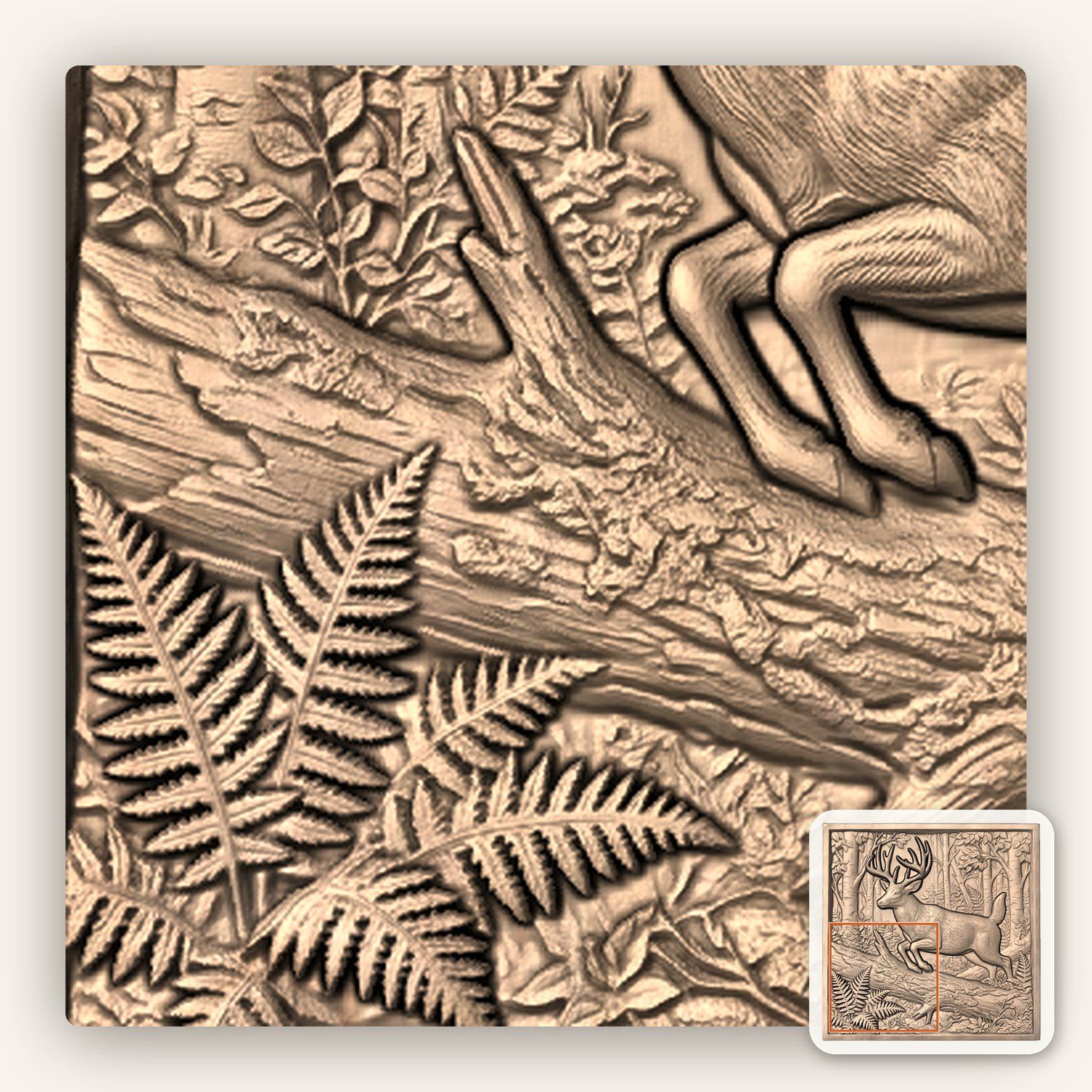 Whitetail Buck Forest Scene CNC Relief STL bas-relief STL — view 7