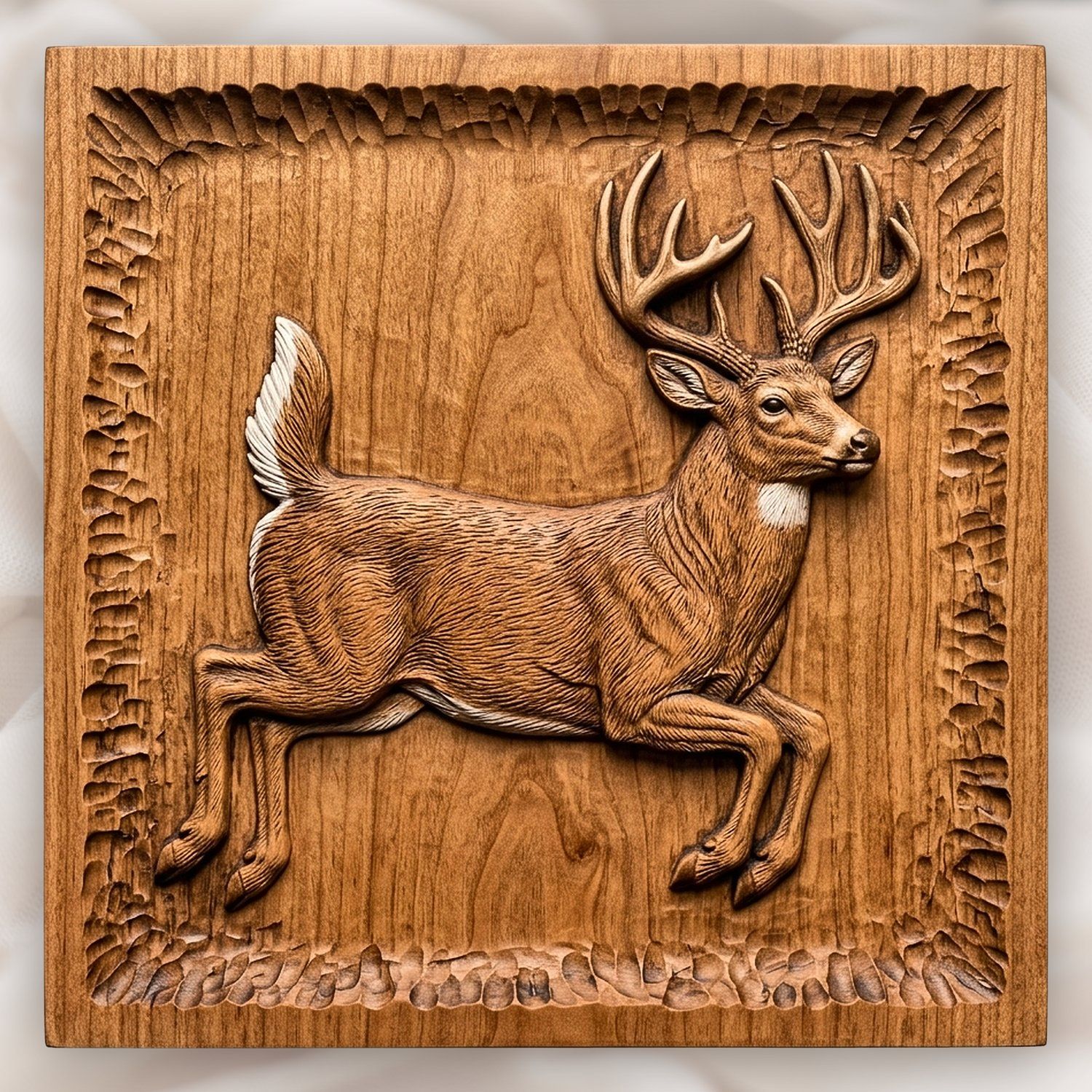 Whitetail Buck Mid-Leap CNC Relief STL bas-relief STL design