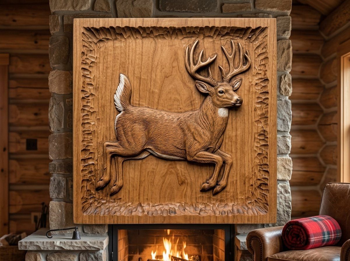 Whitetail Buck Mid-Leap CNC Relief STL bas-relief STL — view 12