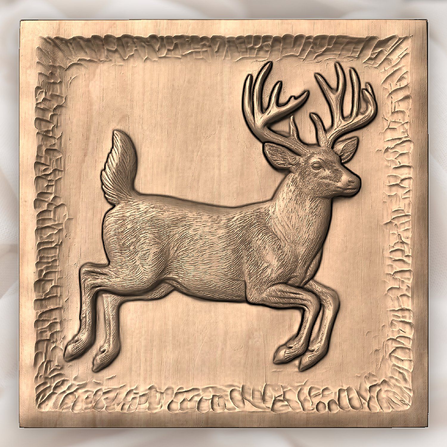 Whitetail Buck Mid-Leap CNC Relief STL bas-relief STL — view 4