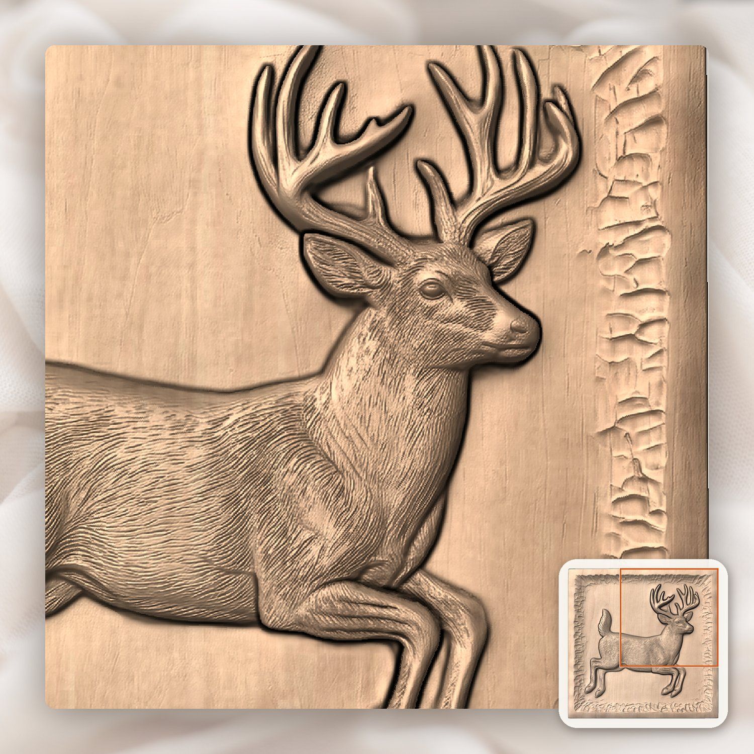 Whitetail Buck Mid-Leap CNC Relief STL bas-relief STL — view 6