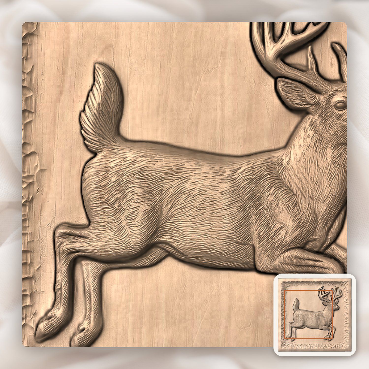 Whitetail Buck Mid-Leap CNC Relief STL bas-relief STL — view 7