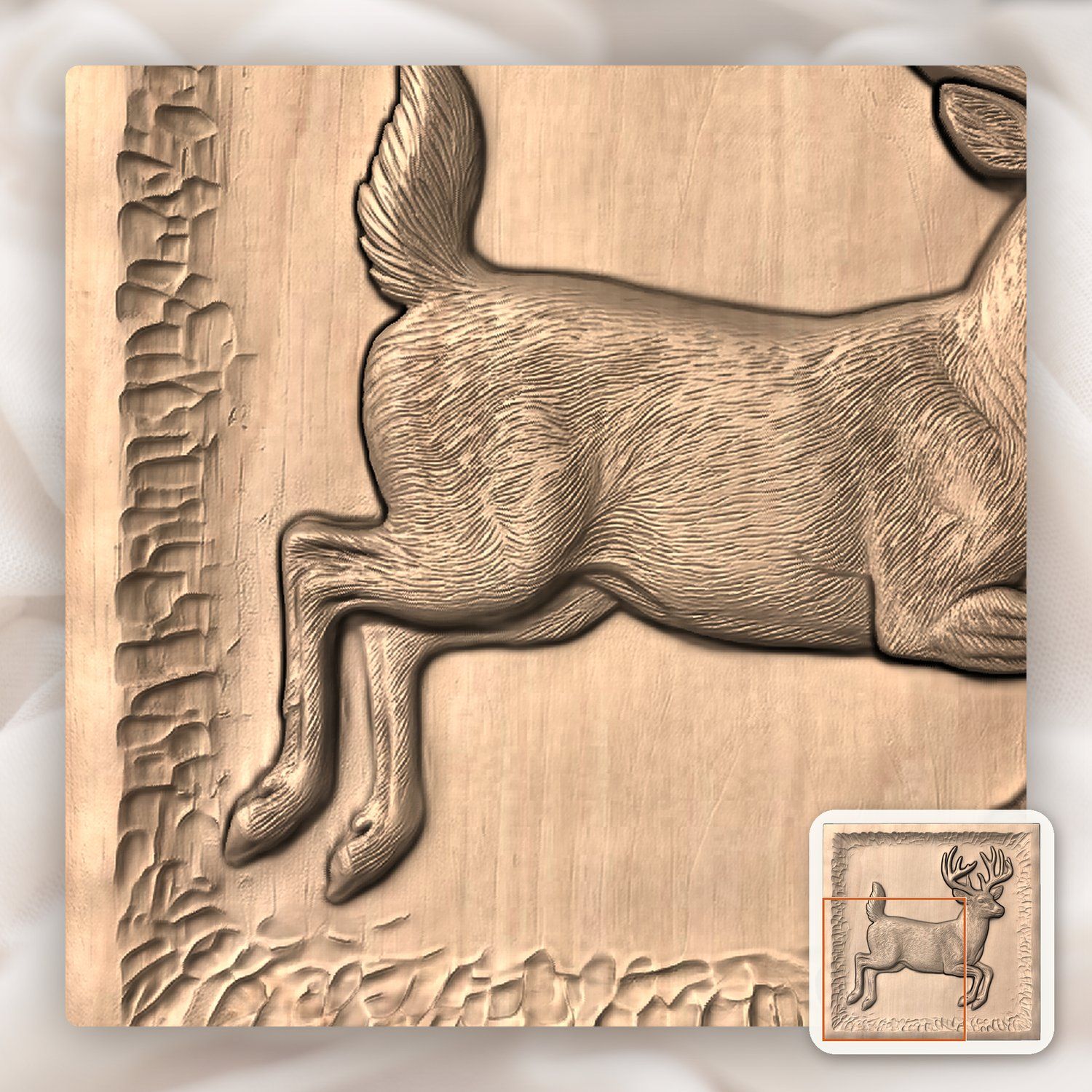 Whitetail Buck Mid-Leap CNC Relief STL bas-relief STL — view 9
