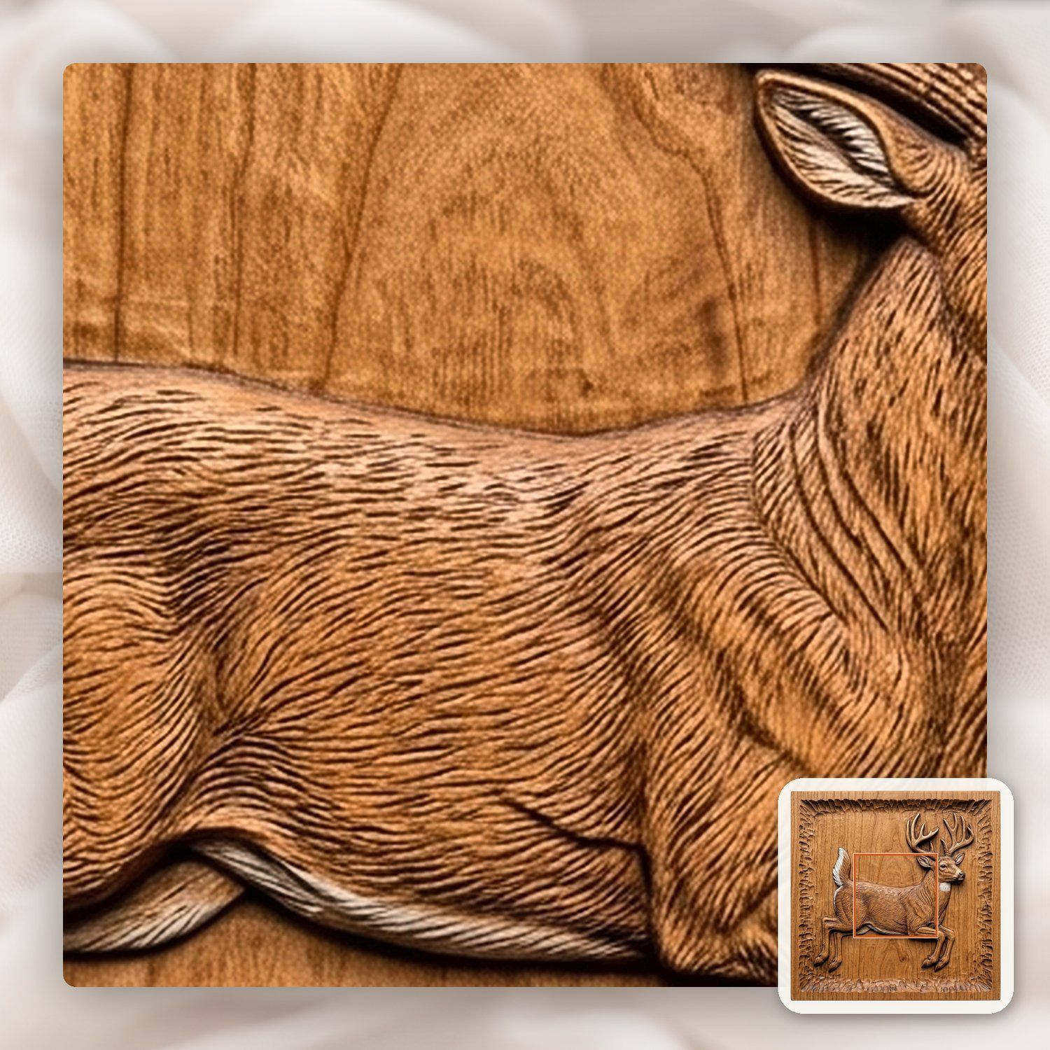 Whitetail Buck Mid-Leap CNC Relief STL bas-relief STL — view 10