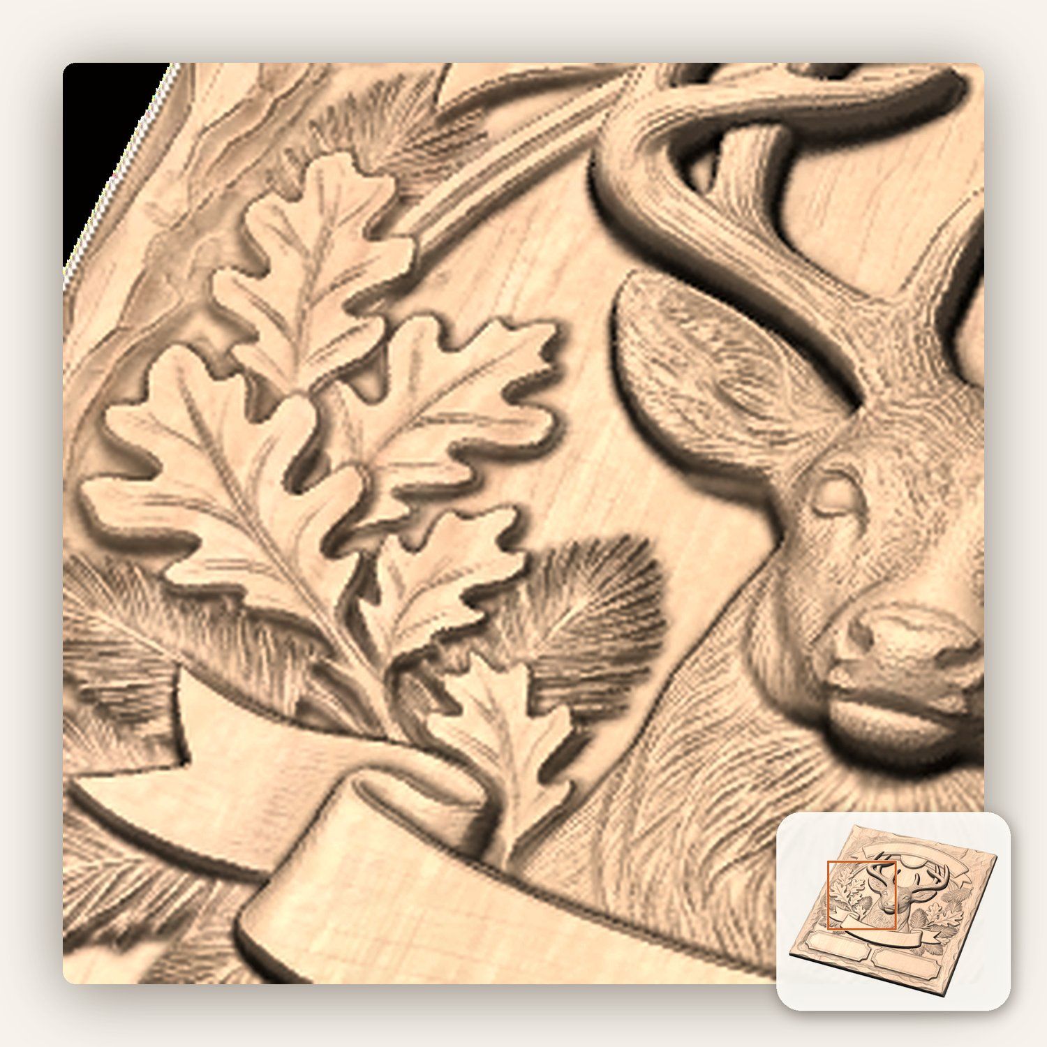 Whitetail Deer Buck CNC Relief STL bas-relief STL — view 10