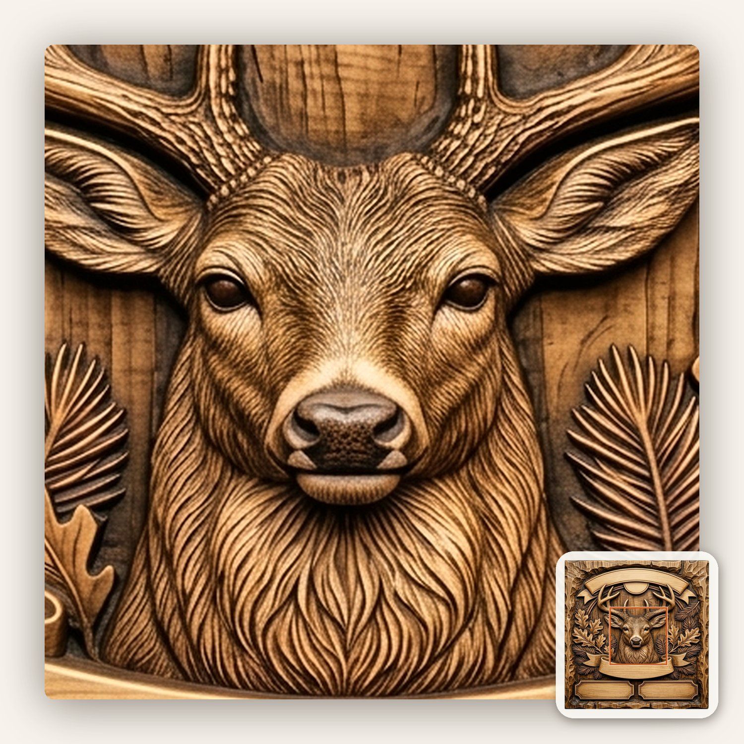 Whitetail Deer Buck CNC Relief STL bas-relief STL — view 11