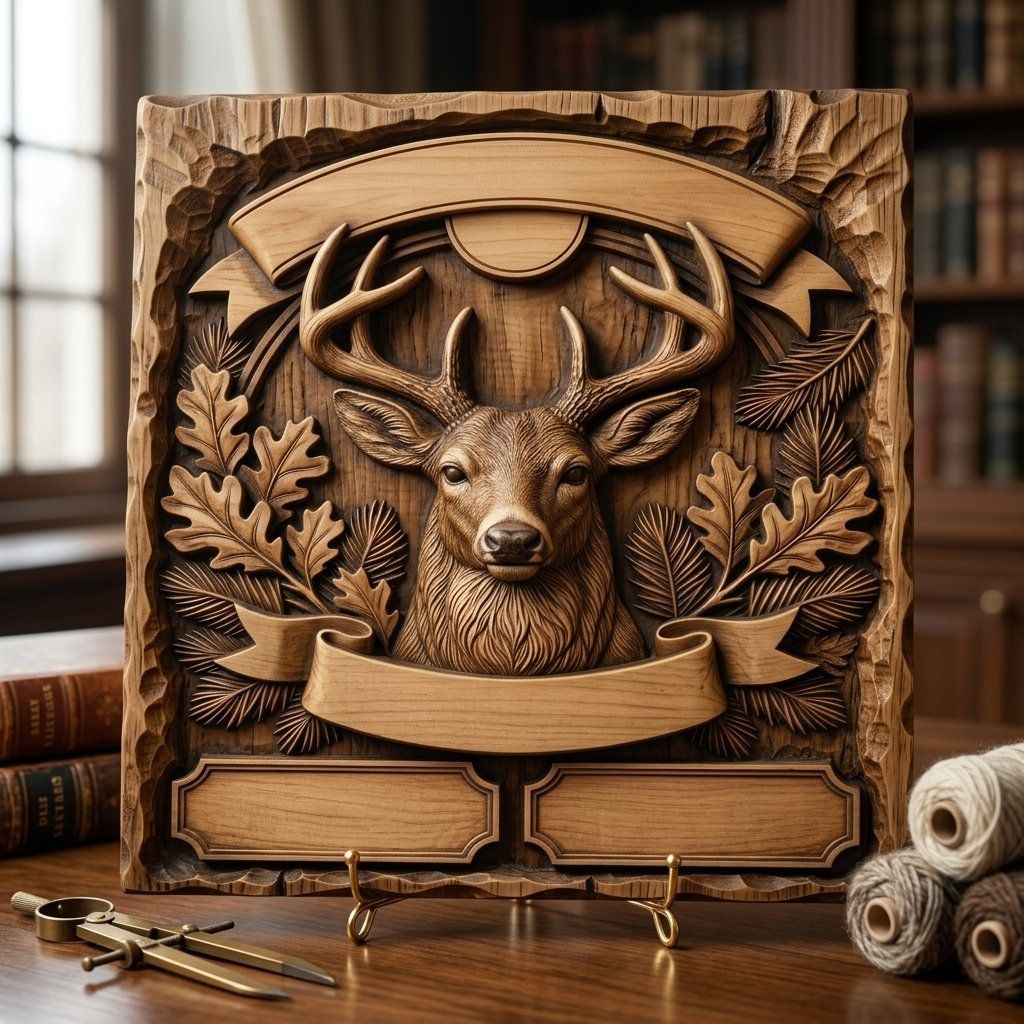 Whitetail Deer Buck CNC Relief STL bas-relief STL — view 3