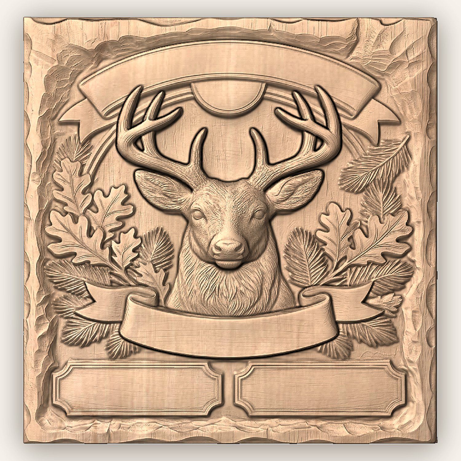 Whitetail Deer Buck CNC Relief STL bas-relief STL — view 4