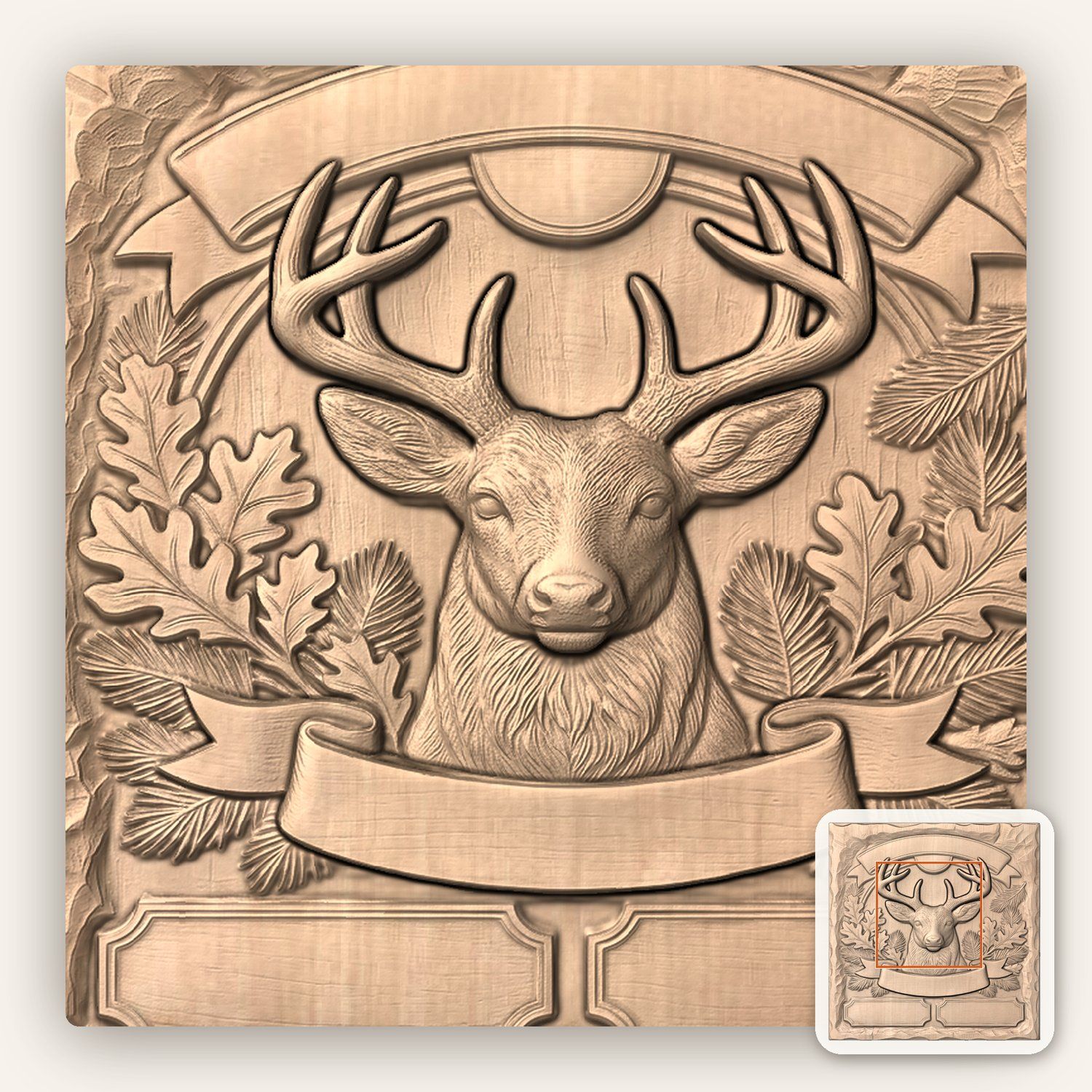 Whitetail Deer Buck CNC Relief STL bas-relief STL — view 6