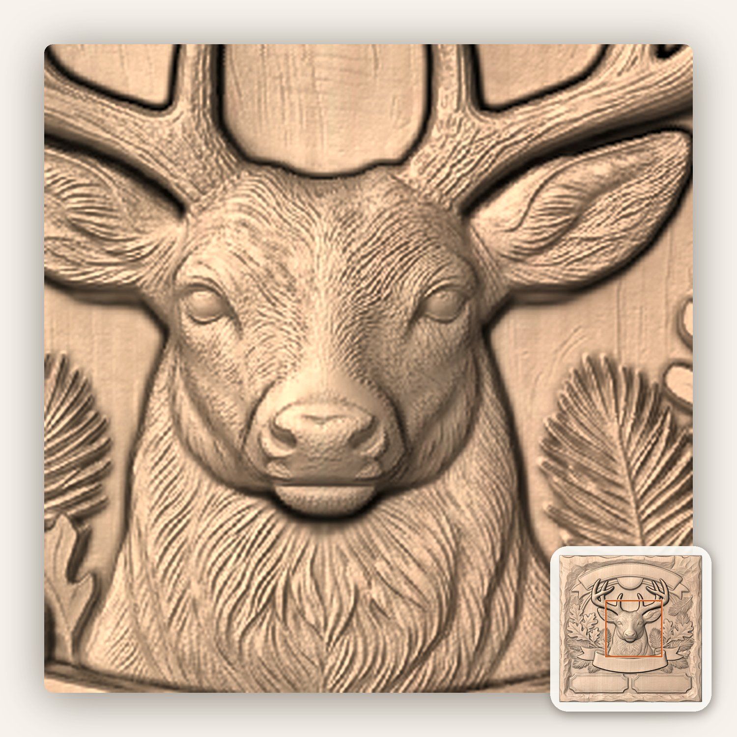 Whitetail Deer Buck CNC Relief STL bas-relief STL — view 7