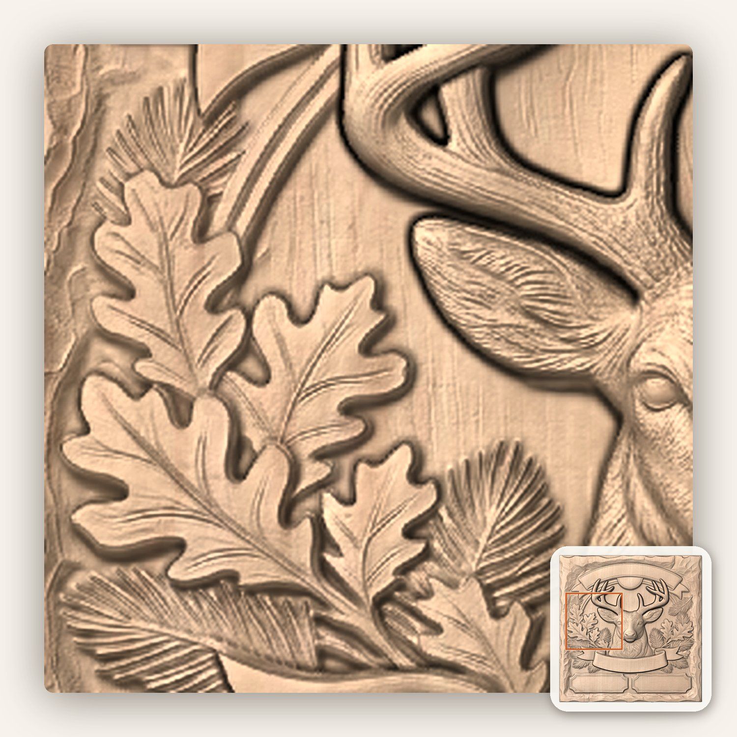 Whitetail Deer Buck CNC Relief STL bas-relief STL — view 8