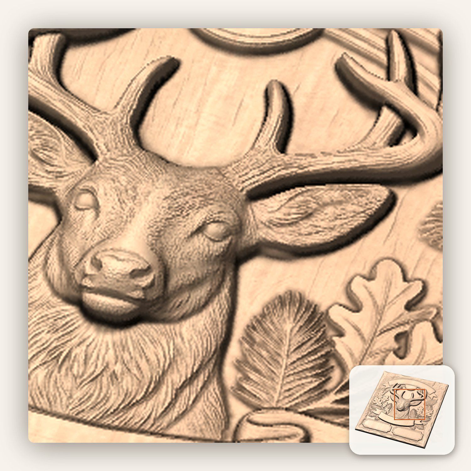 Whitetail Deer Buck CNC Relief STL bas-relief STL — view 9