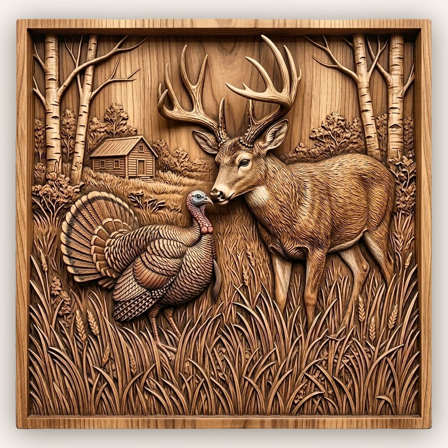 Whitetail Deer & Turkey CNC Relief STL bas-relief STL design