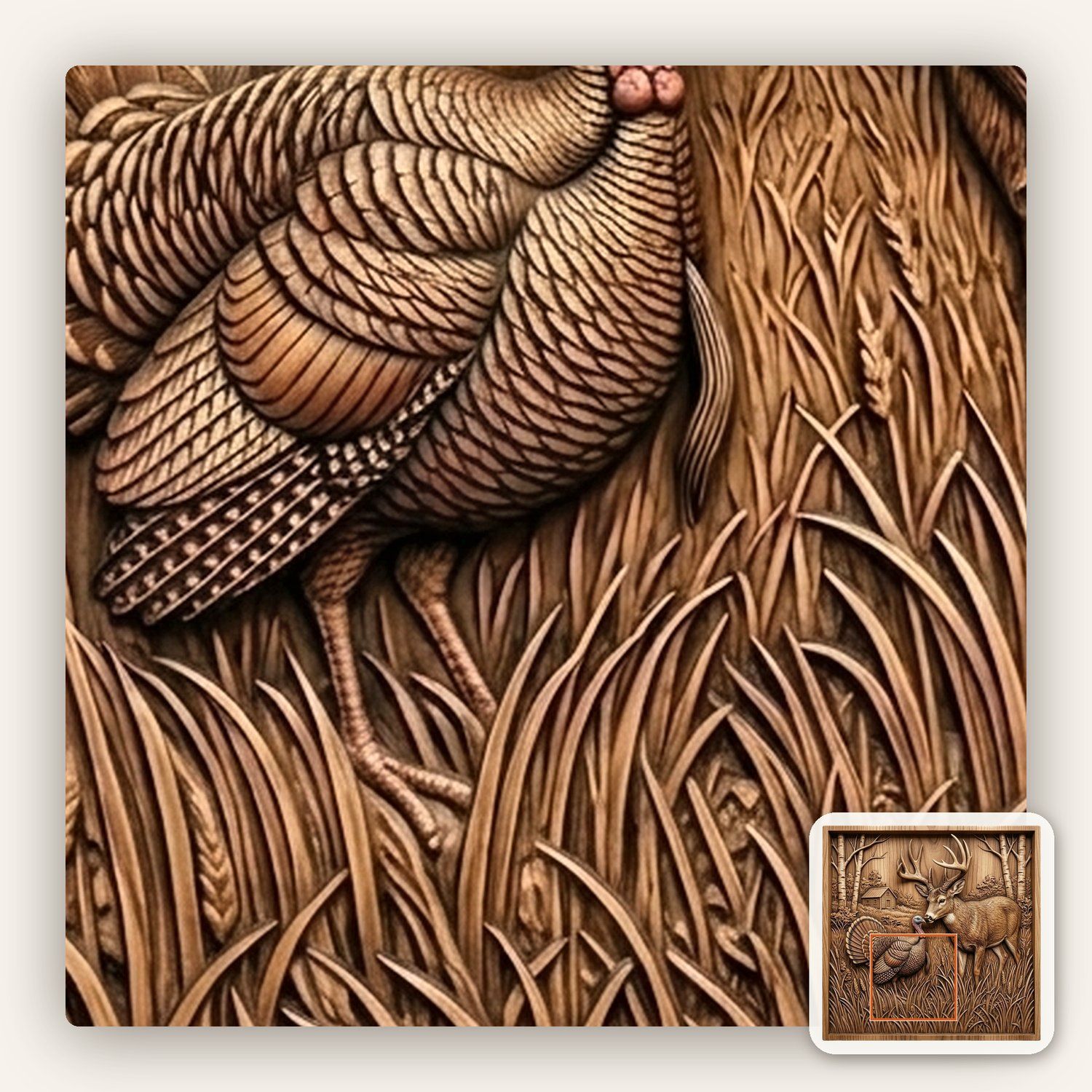 Whitetail Deer & Turkey CNC Relief STL bas-relief STL — view 10