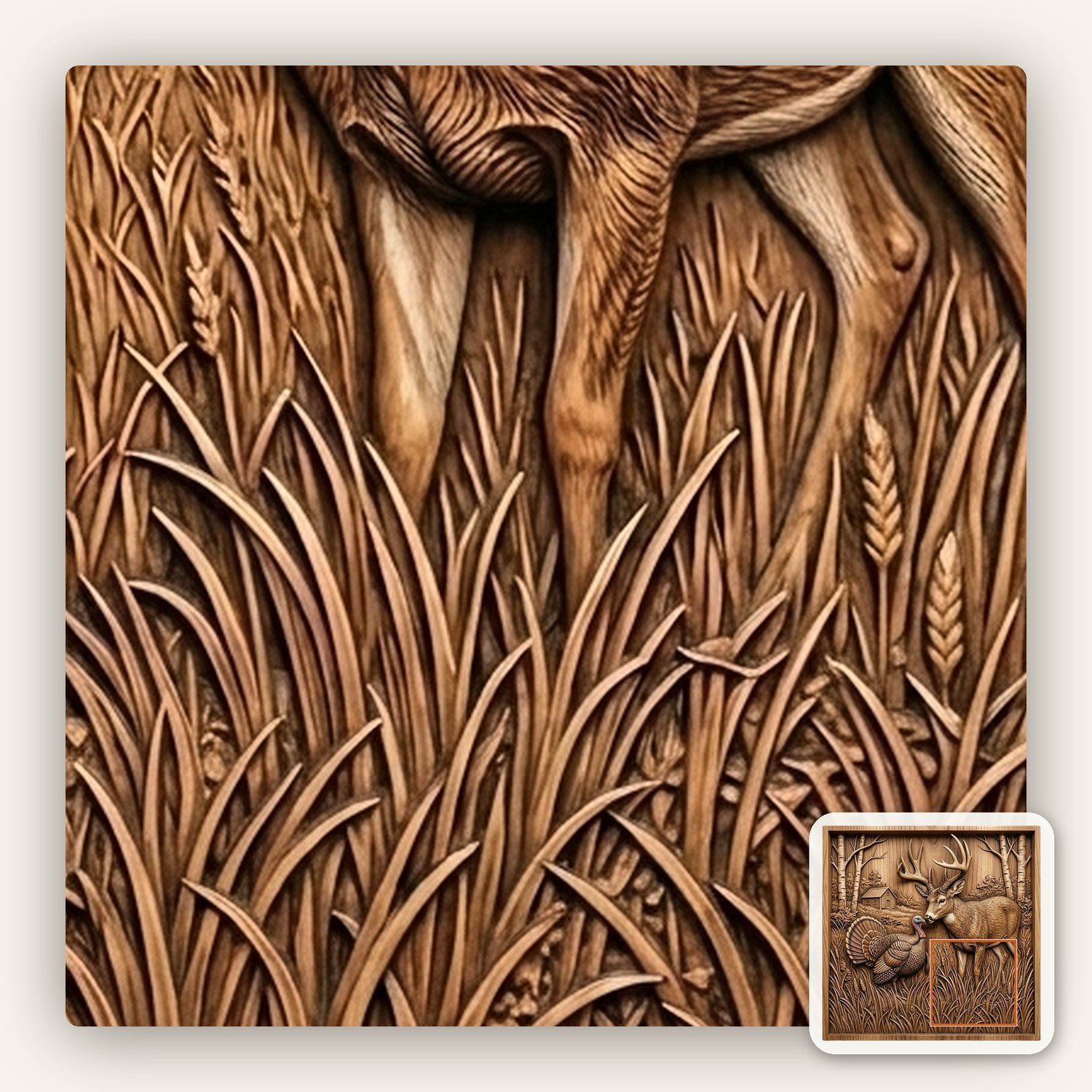 Whitetail Deer & Turkey CNC Relief STL bas-relief STL — view 11
