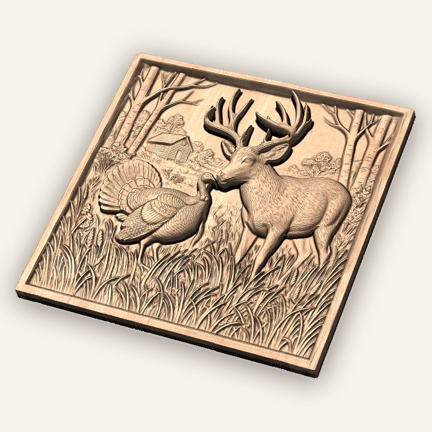 Whitetail Deer & Turkey CNC Relief STL bas-relief STL — view 4