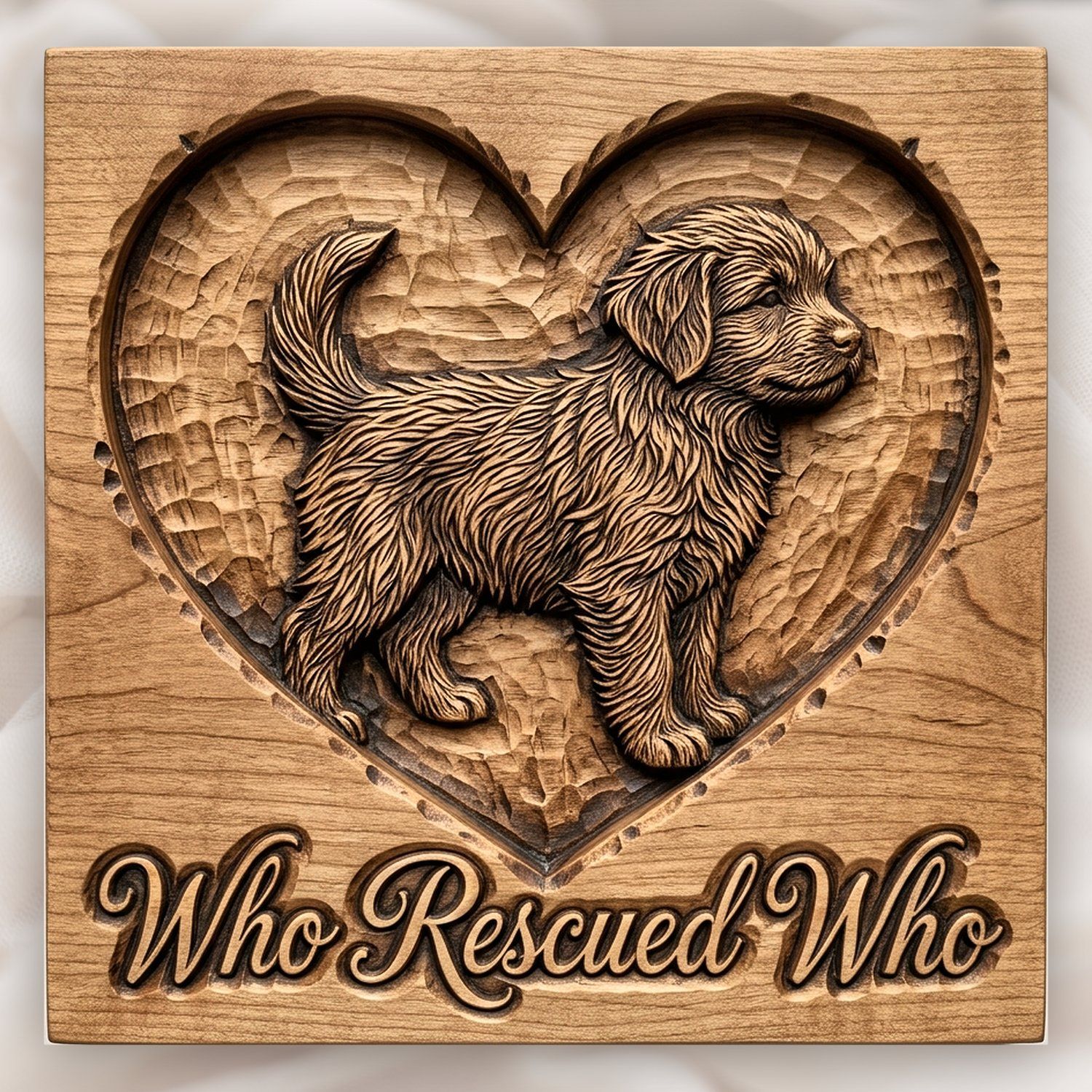 Who Rescued Who Puppy Heart CNC Relief STL bas-relief STL design