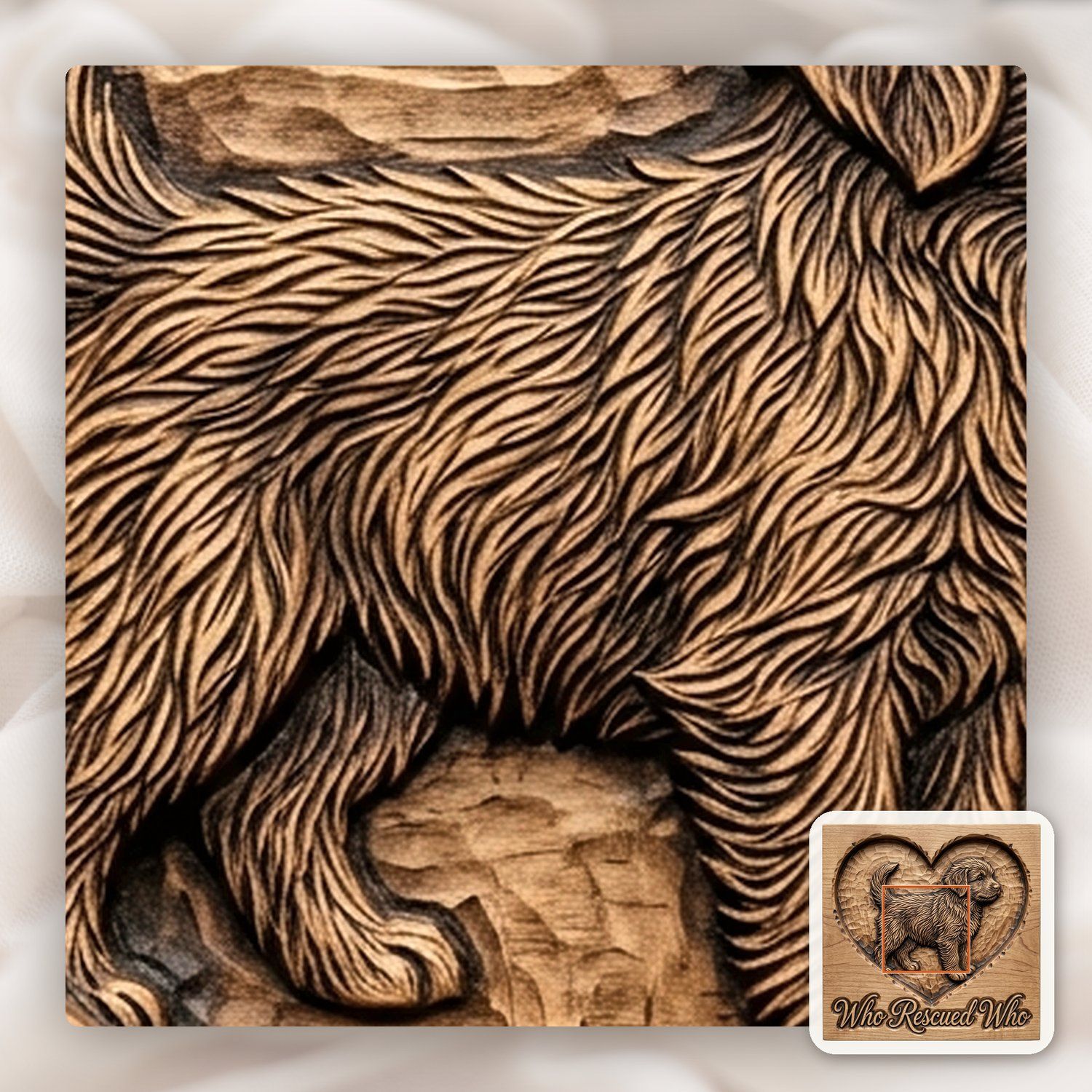 Who Rescued Who Puppy Heart CNC Relief STL bas-relief STL — view 11