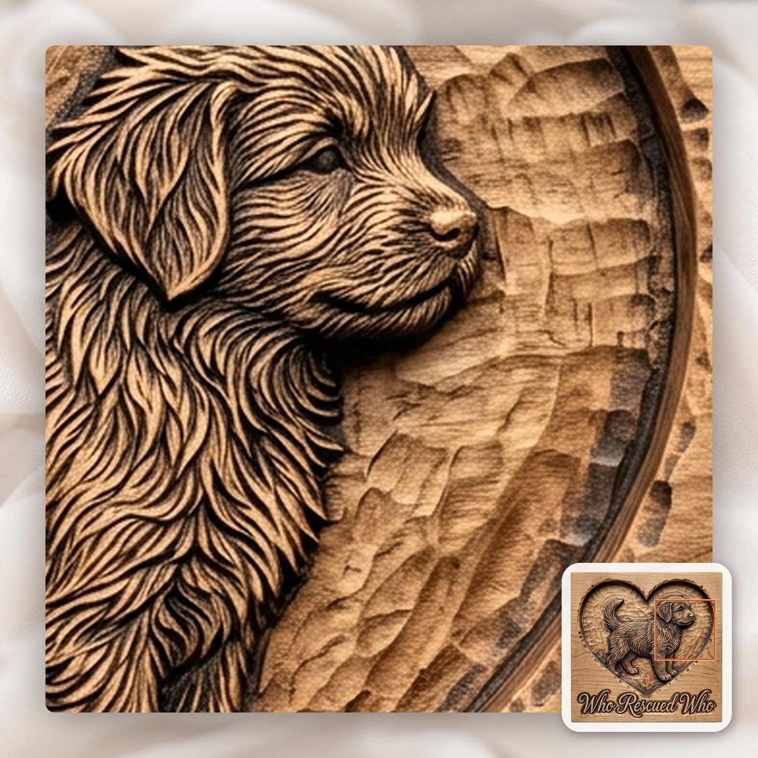 Who Rescued Who Puppy Heart CNC Relief STL bas-relief STL — view 12