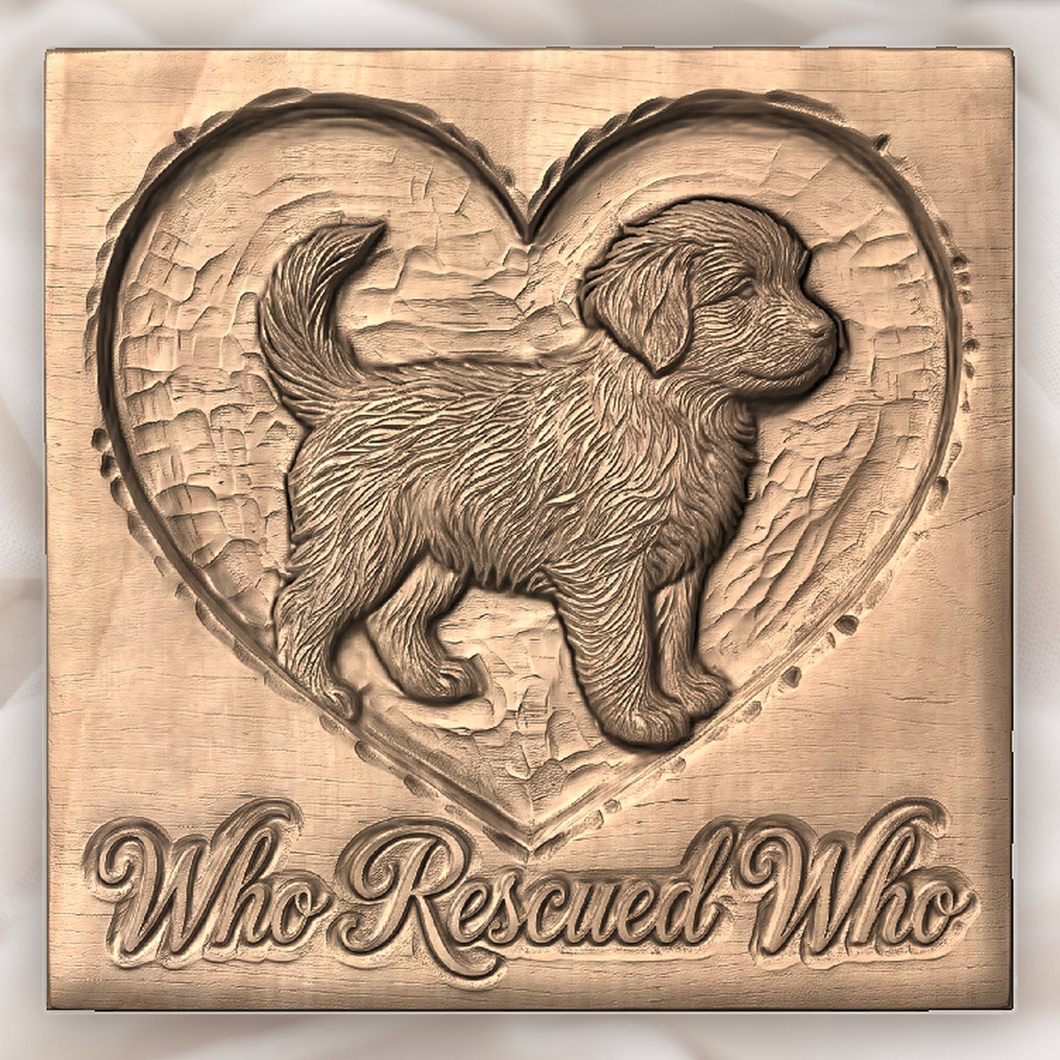 Who Rescued Who Puppy Heart CNC Relief STL bas-relief STL — view 4