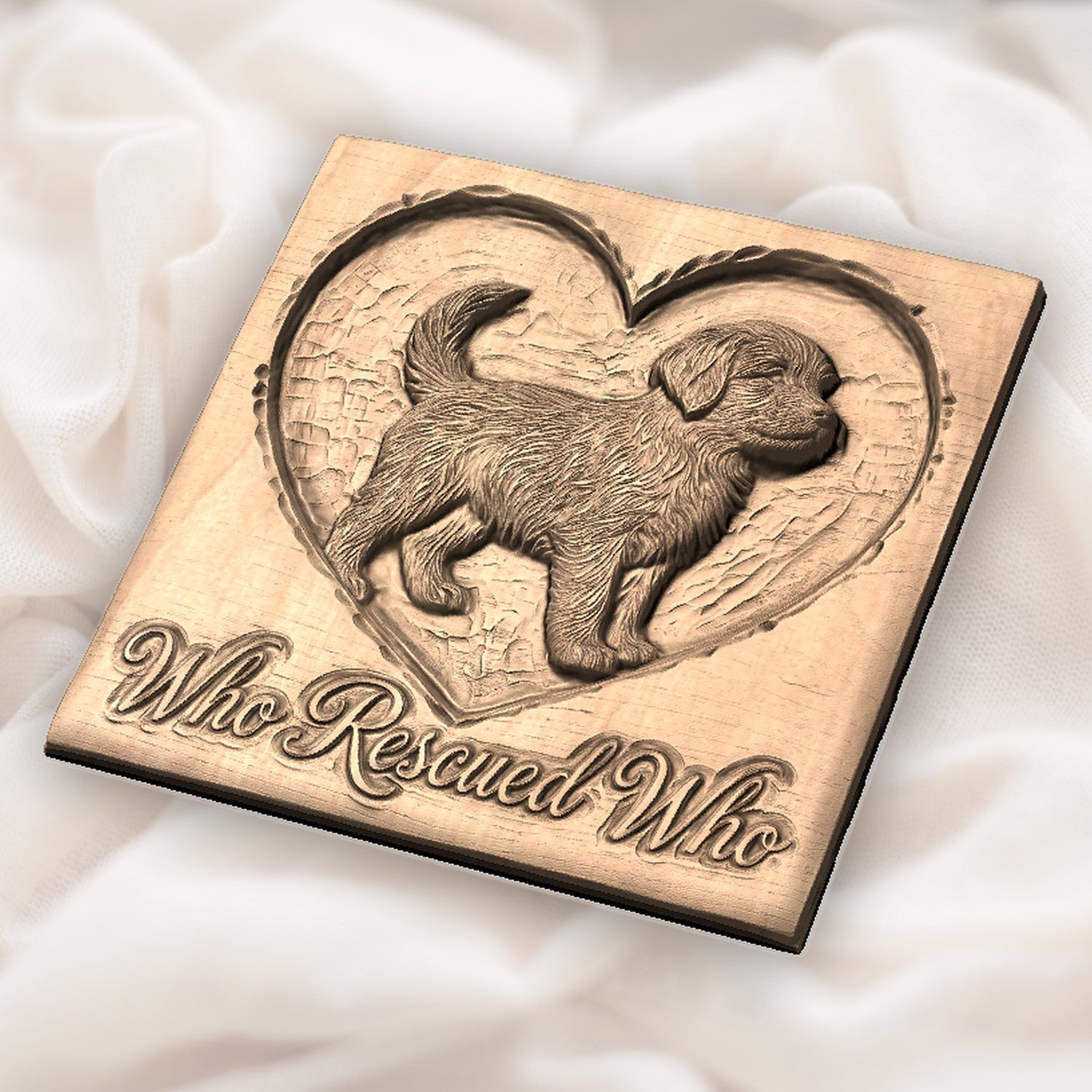Who Rescued Who Puppy Heart CNC Relief STL bas-relief STL — view 5