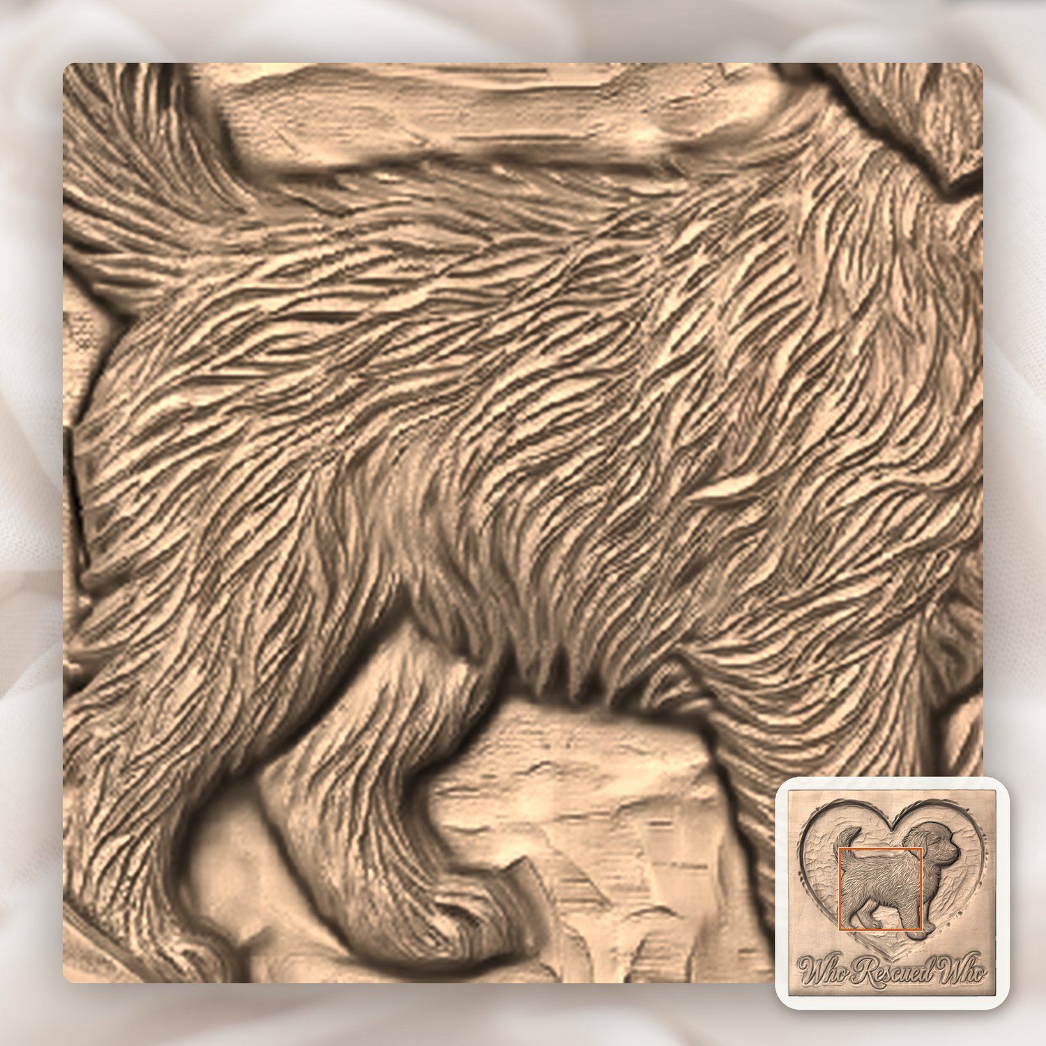 Who Rescued Who Puppy Heart CNC Relief STL bas-relief STL — view 7