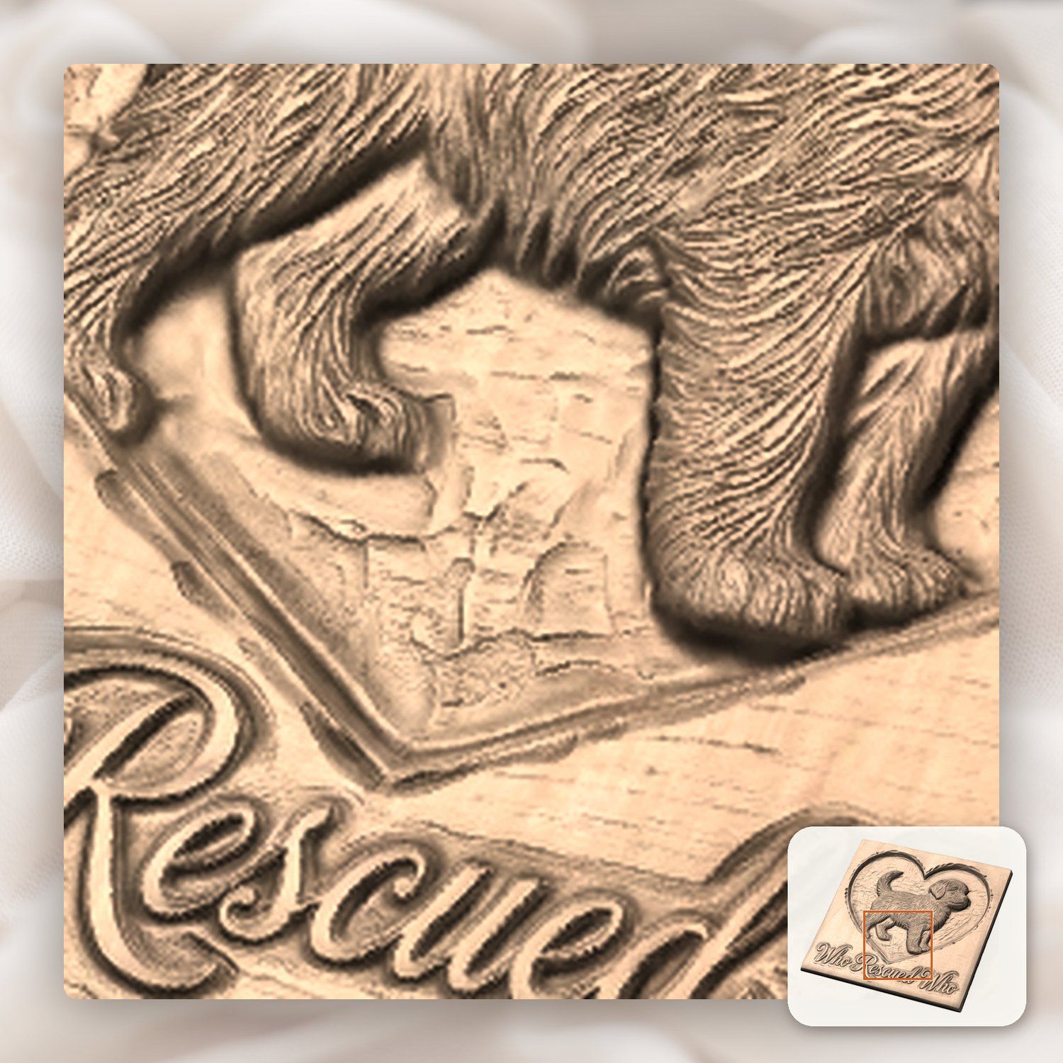 Who Rescued Who Puppy Heart CNC Relief STL bas-relief STL — view 9