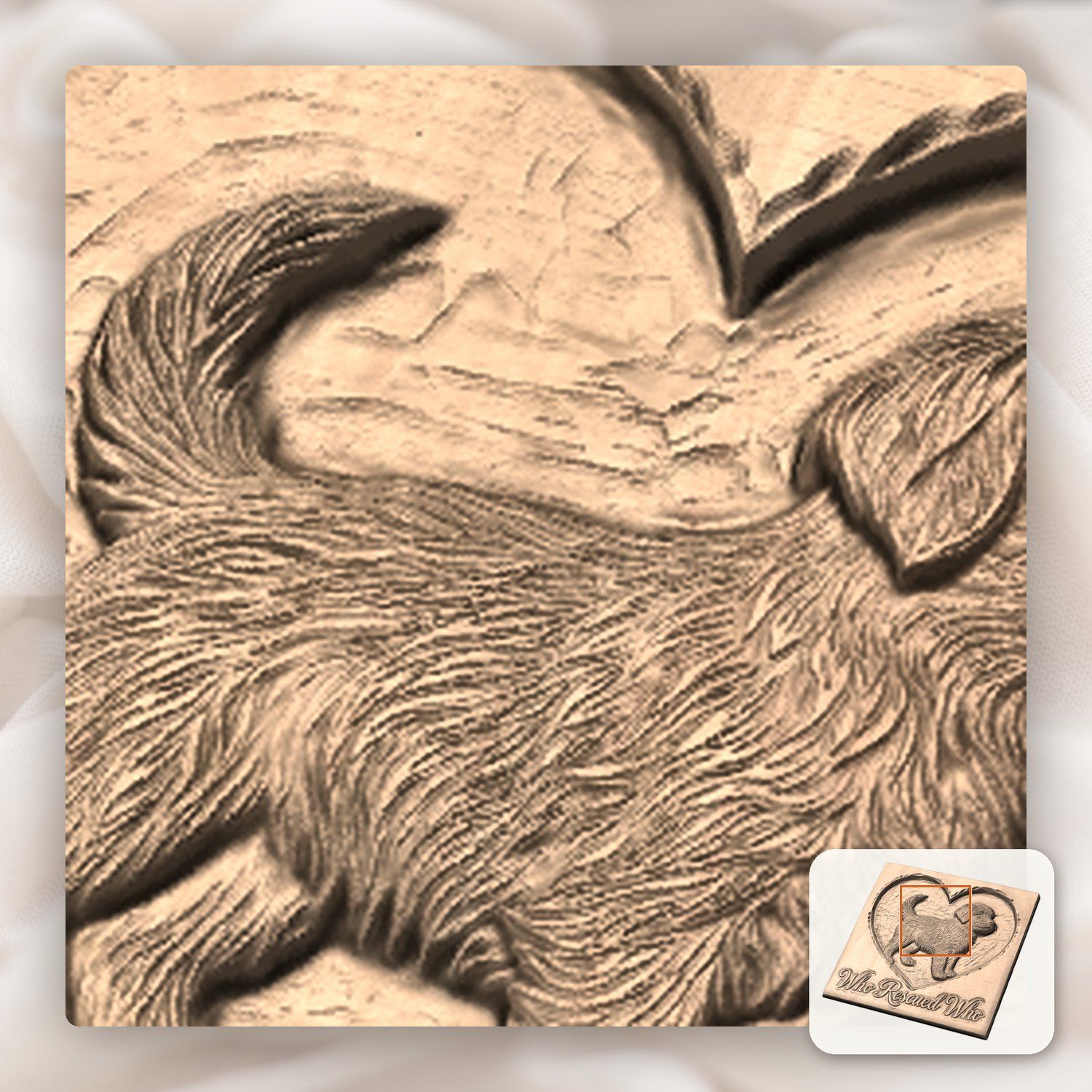 Who Rescued Who Puppy Heart CNC Relief STL bas-relief STL — view 10