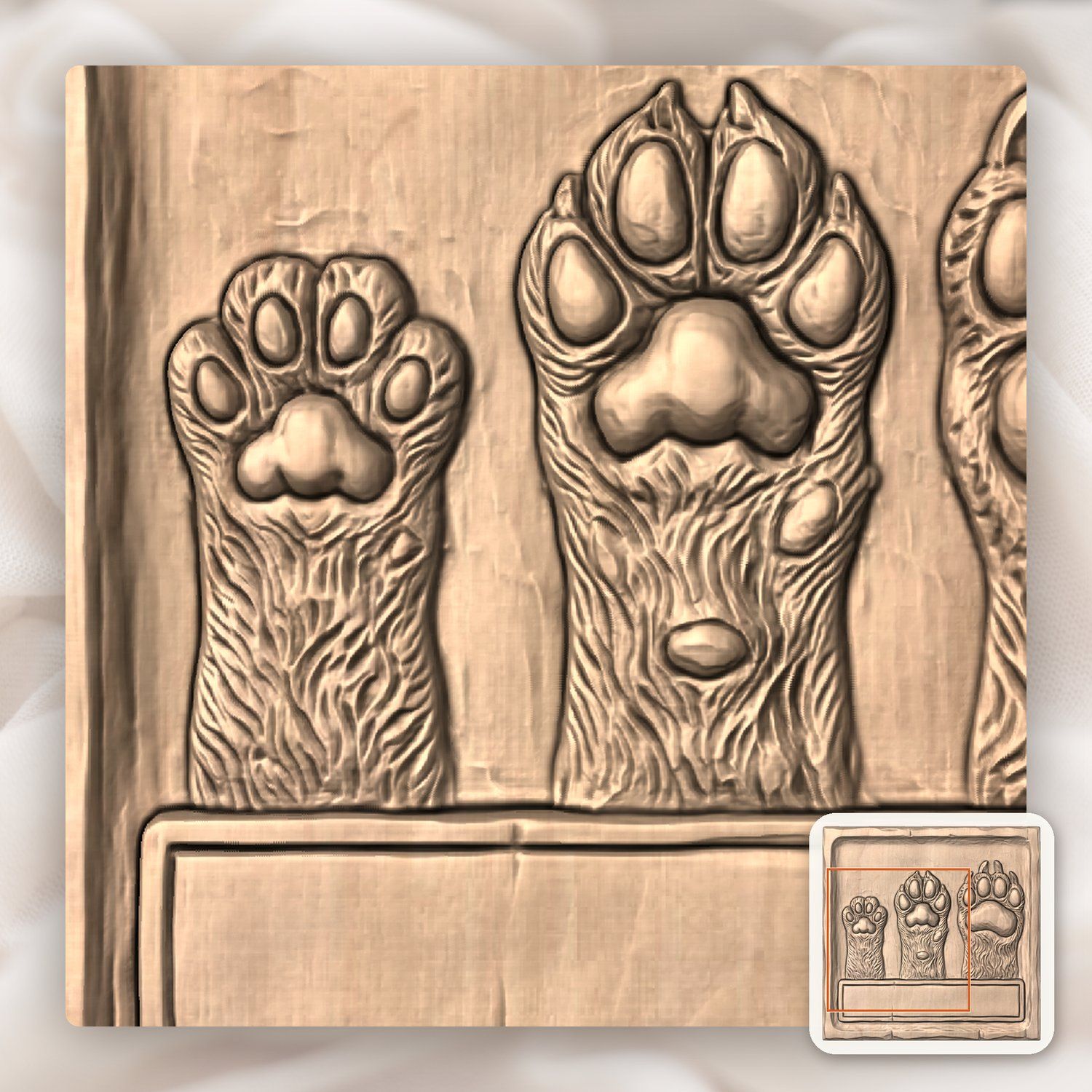 Wild Animal Track Forest Paws CNC Relief STL bas-relief STL — view 6