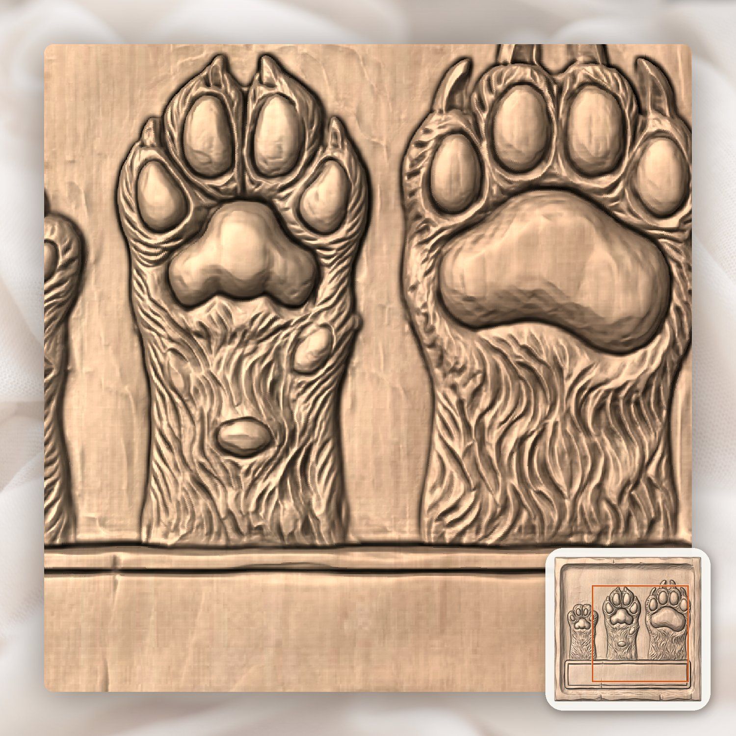 Wild Animal Track Forest Paws CNC Relief STL bas-relief STL — view 7