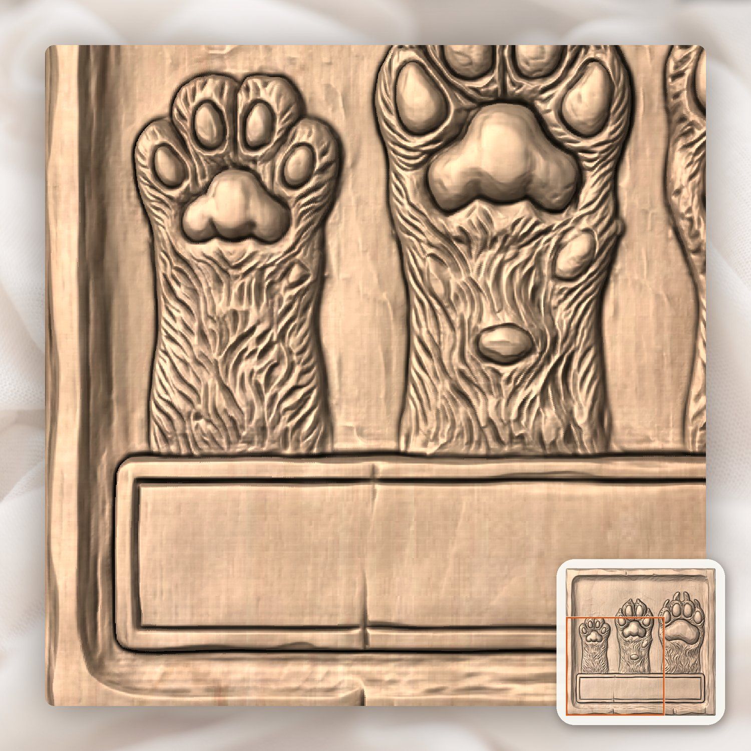 Wild Animal Track Forest Paws CNC Relief STL bas-relief STL — view 8